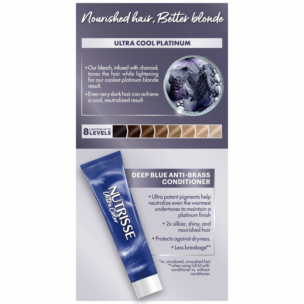 Garnier Nutrisse Ultra Charcoal Bleach Color Kit, PL3 Ultra Cool Platinum