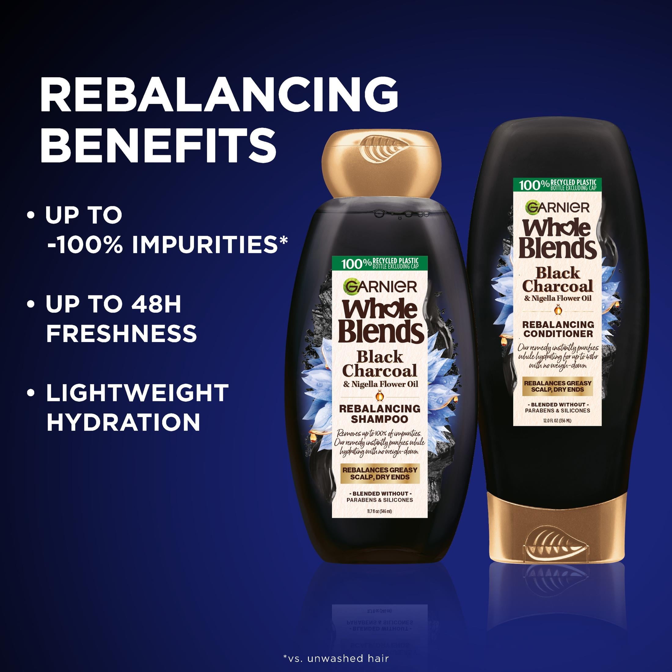 Garnier Whole Blends Black Charcoal and Nigella Flower Oil Conditioner, 12 fl oz