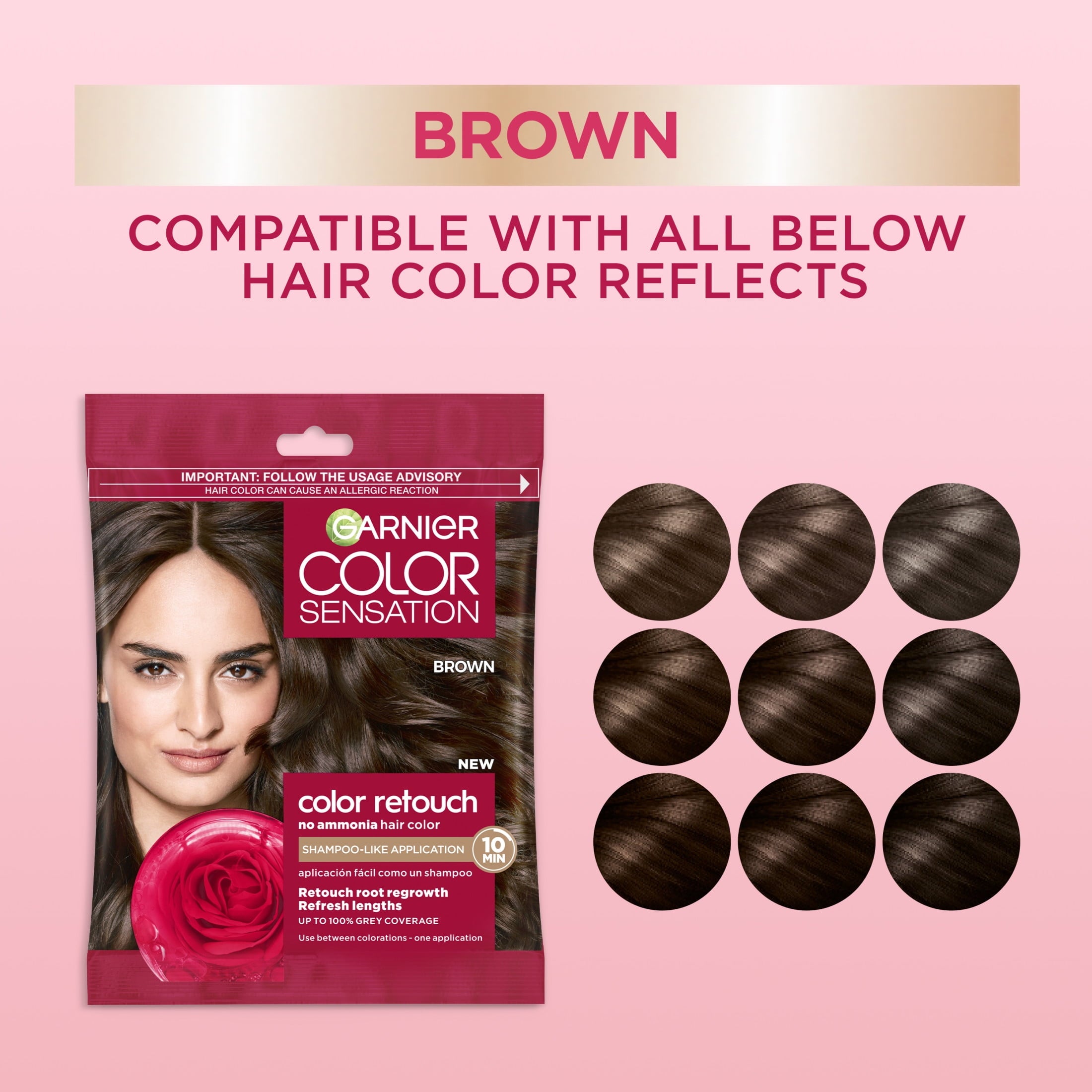 Garnier Color Sensation Color Retouch Permanent Hair Color for Adults, Brown, 1 kit