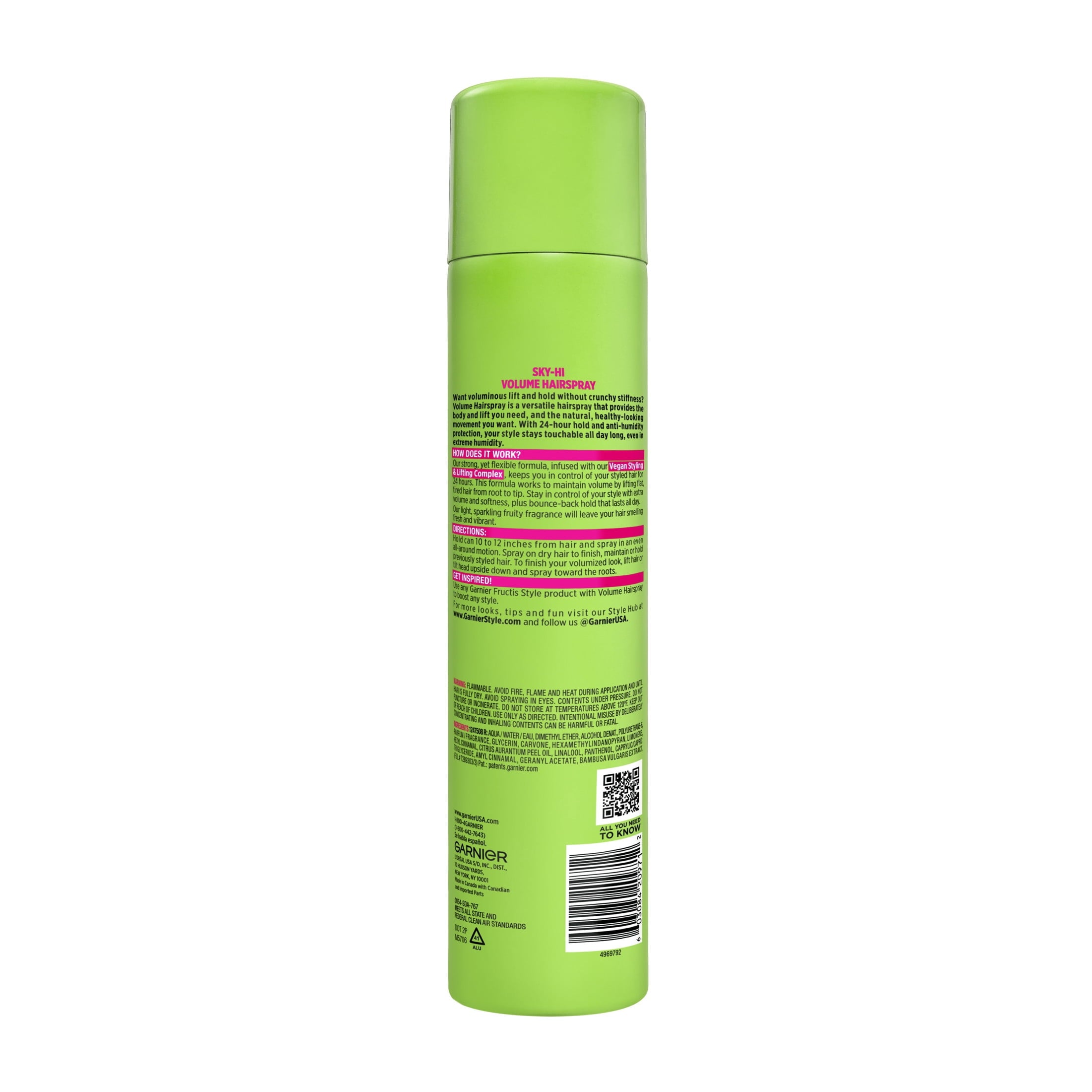 Garnier Fructis Style Volume Anti-Humidity Hairspray, Extra Strong Hold, 8.25 oz