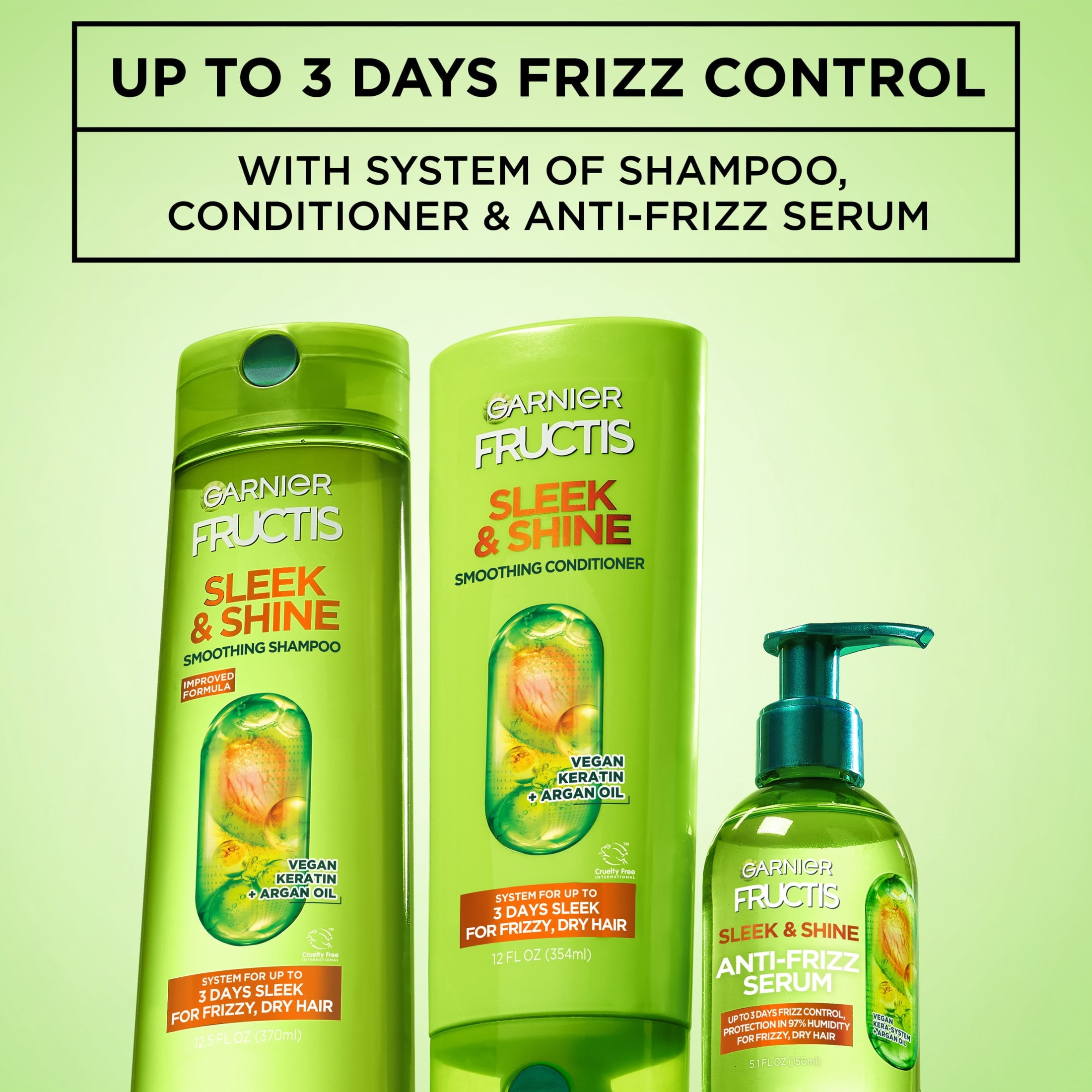 Garnier Fructis Sleek & Shine Anti-Frizz Hair Serum 5.1 fl oz, 2 Pack