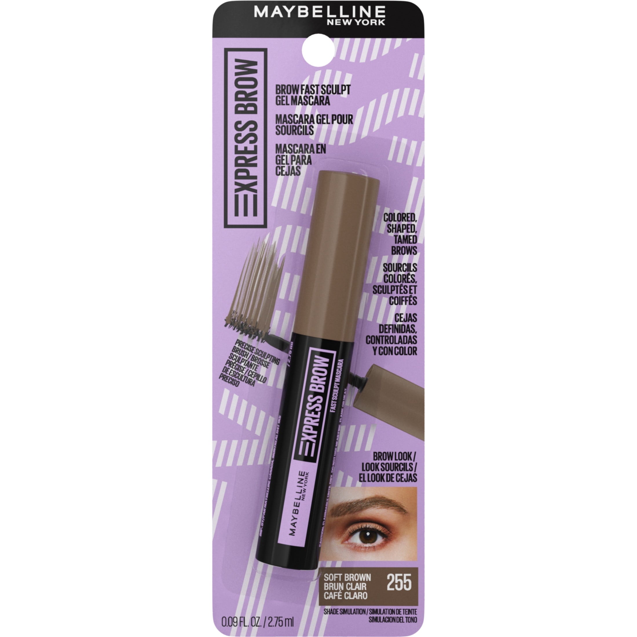 Maybelline Brow Fast Sculpt Eyebrow Gel Mascara Makeup, Soft Brown