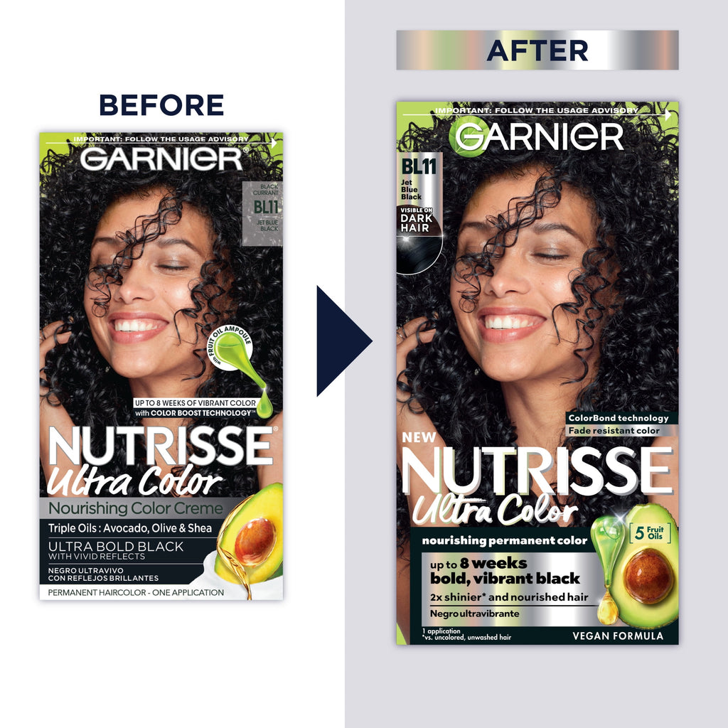 Garnier Nutrisse Nourishing Adult Hair Color Creme, BL11 Jet Blue Black