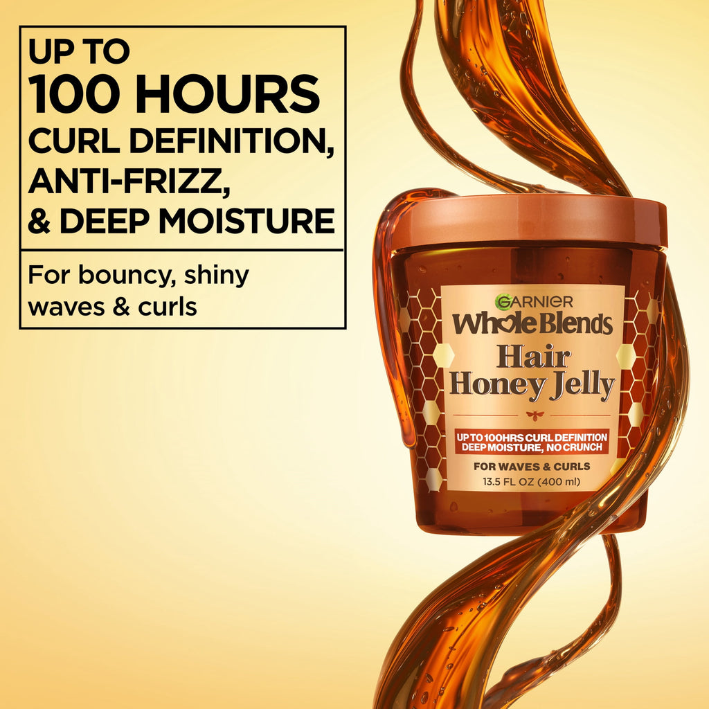 Garnier Whole Blends Deep Moisturizing Hair Styling Gel with Honey Jelly, Wavy Hair, 13.5 fl oz