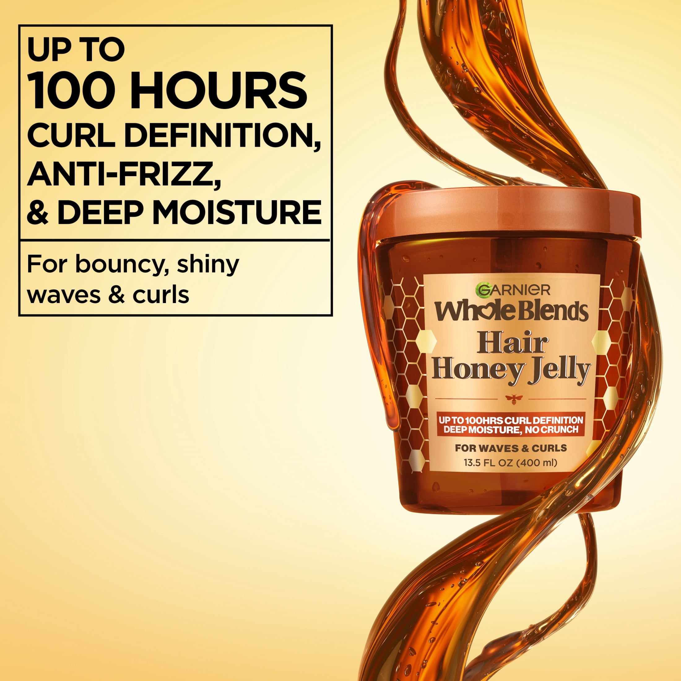 Garnier Whole Blends Deep Moisturizing Hair Styling Gel with Honey Jelly, Wavy Hair, 13.5 fl oz