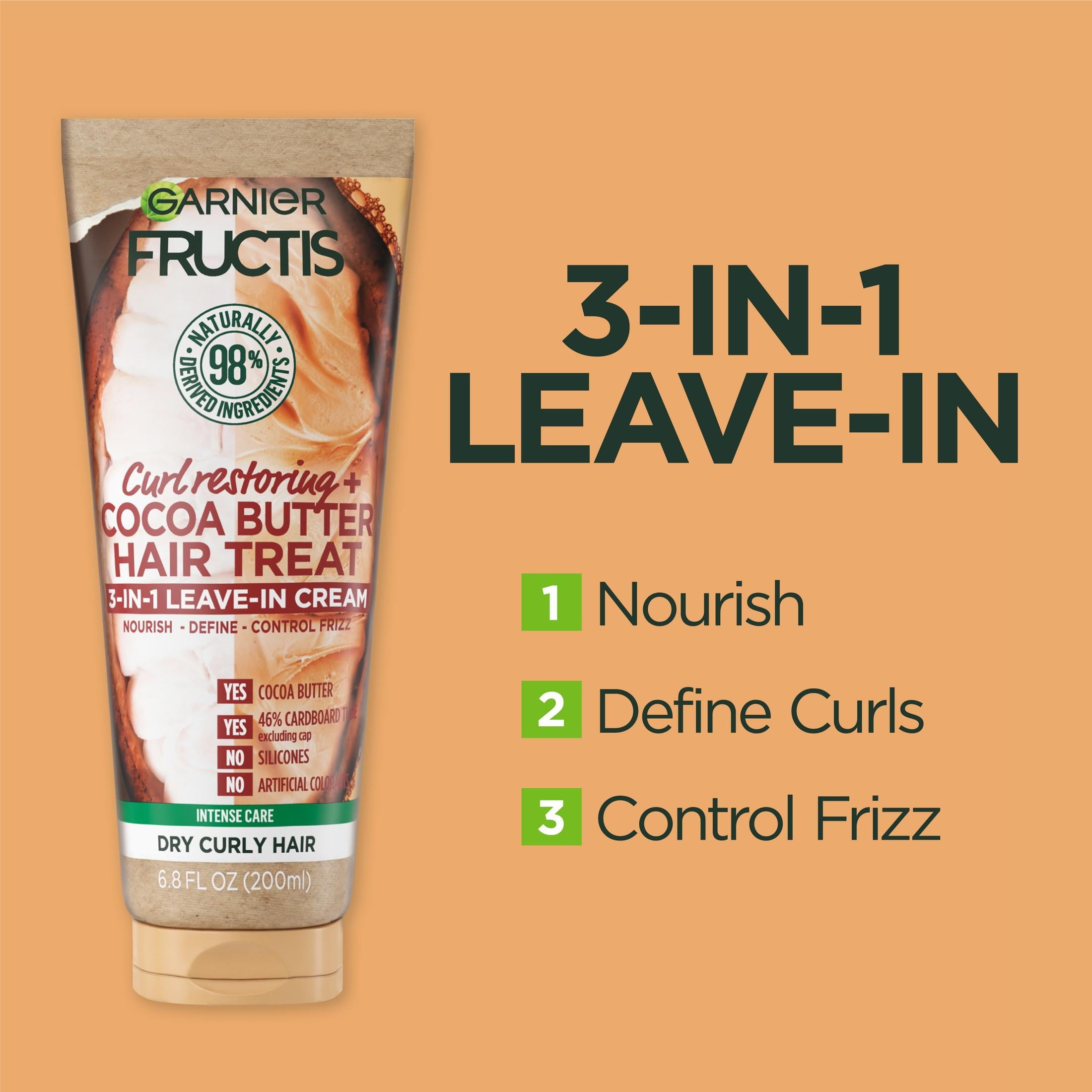 Garnier Fructis Curl Restoring Hair Treat 3 in 1 Leave in Cream, 6.7 fl oz