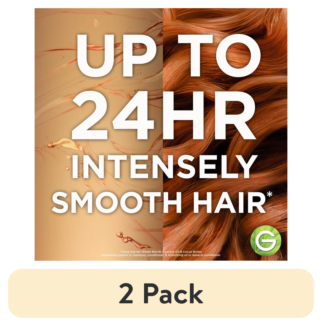 (2 pack) Garnier Whole Blends Leave in Frizz Control Conditioner, Coconut Oil Cocoa Butter, All Hair Types 5 fl oz