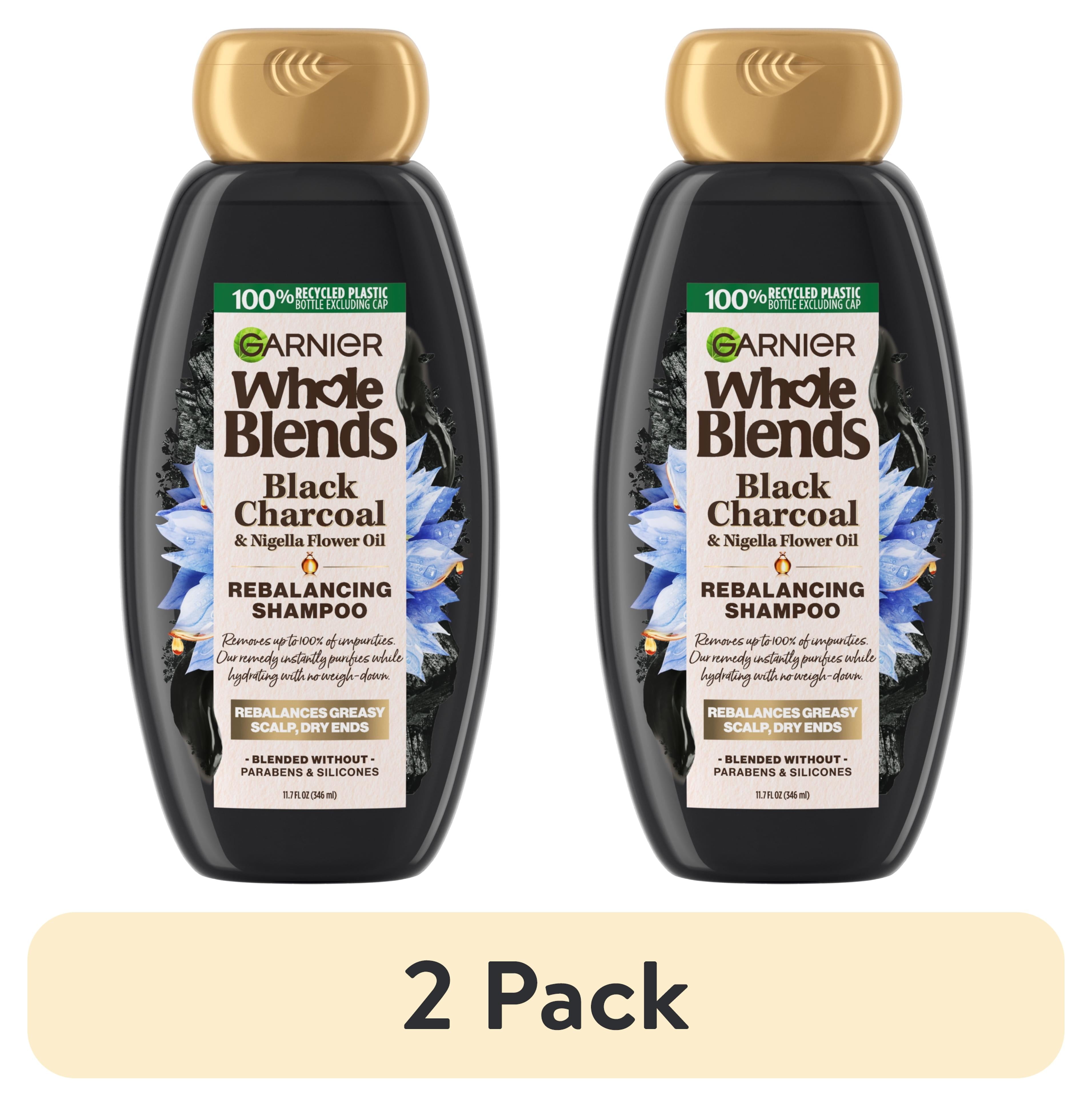 (2 pack) Garnier Whole Blends Rebalancing Cleansing Shampoo with Black Charcoal, All Hair Types 11.7 fl oz