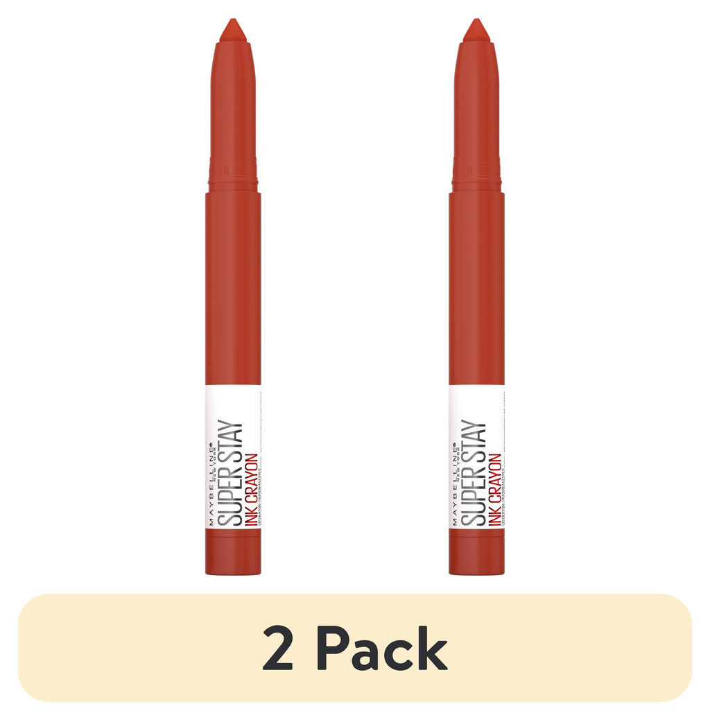 (2 pack) Maybelline SuperStay Ink Crayon Lipstick, Matte Longwear Lipstick Makeup, Rise to the Top, 0.04 oz