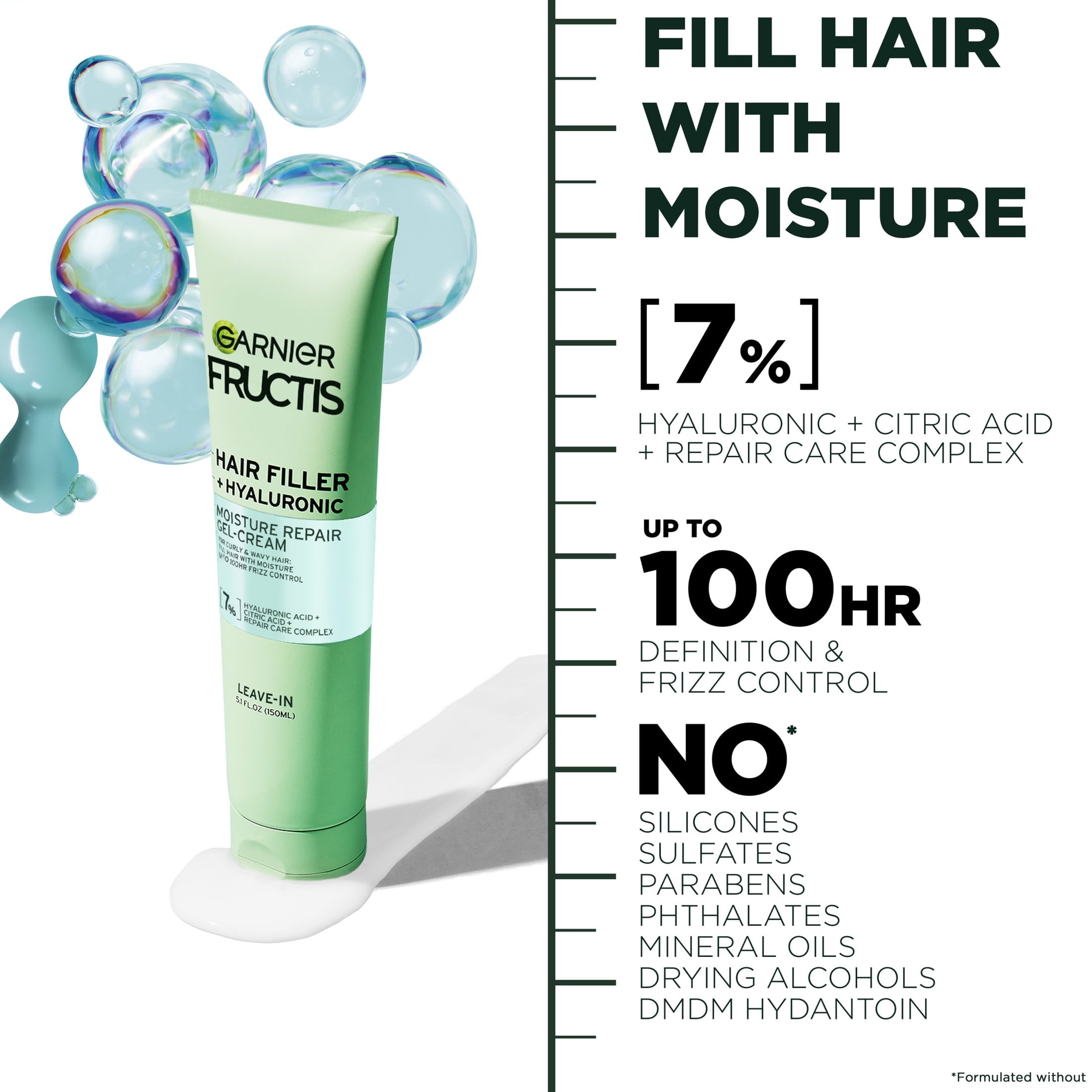 Garnier Fructis Hair Filler Hyaluronic Acid Repair Gel Cream Scalp Care, Wavy Hair 5.1 fl oz