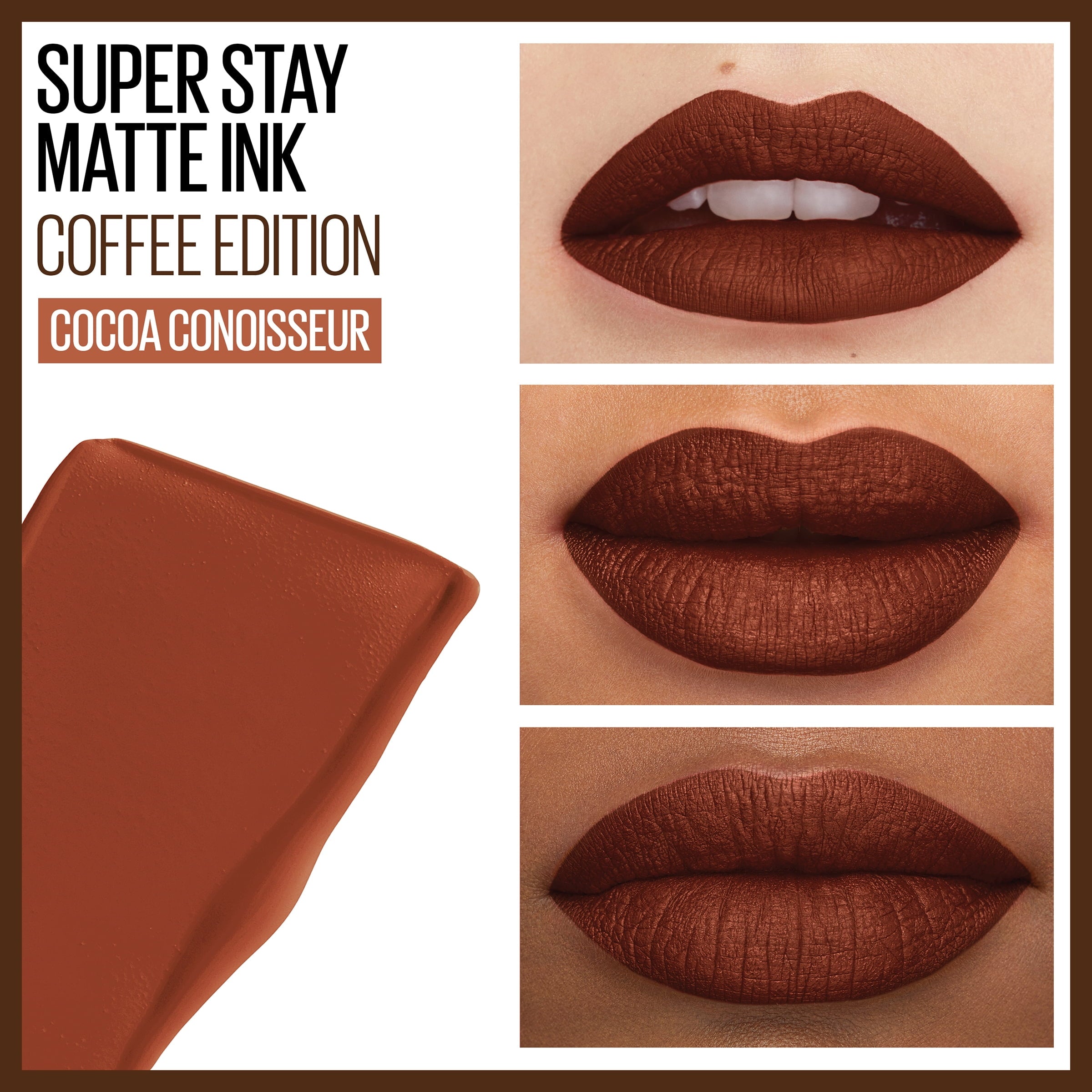 Maybelline SuperStay Matte Ink Liquid Lipstick, Coffee Edition, Cocoa Connoisseur, 0.17 fl. oz.