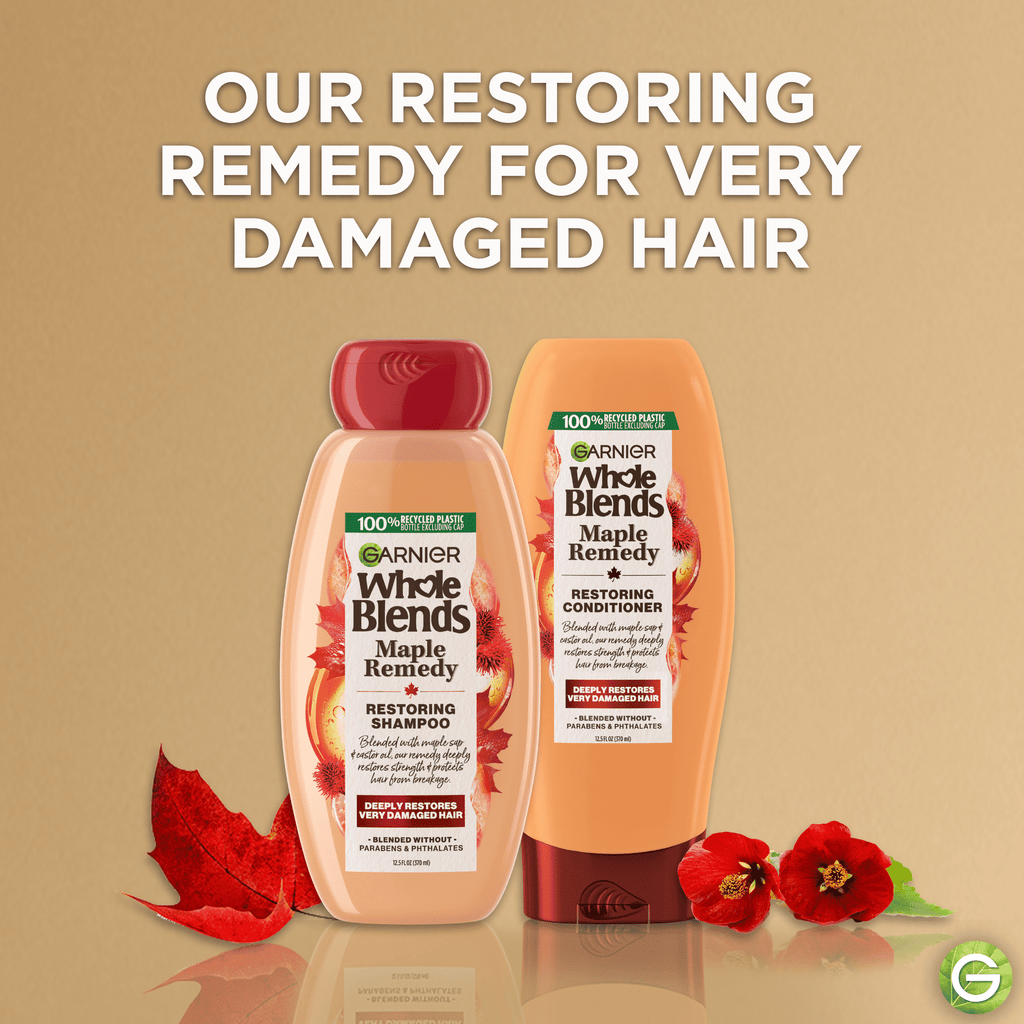 Garnier Whole Blends Restoring Repairing Conditioner Maple Remedy, All Hair Types, 12.5 fl. oz.