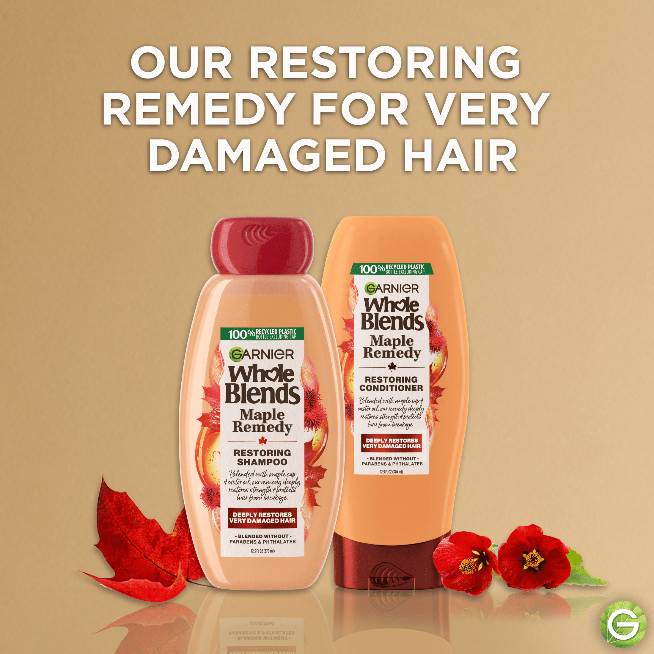 Garnier Whole Blends Restoring Repairing Conditioner Maple Remedy, All Hair Types, 12.5 fl. oz.
