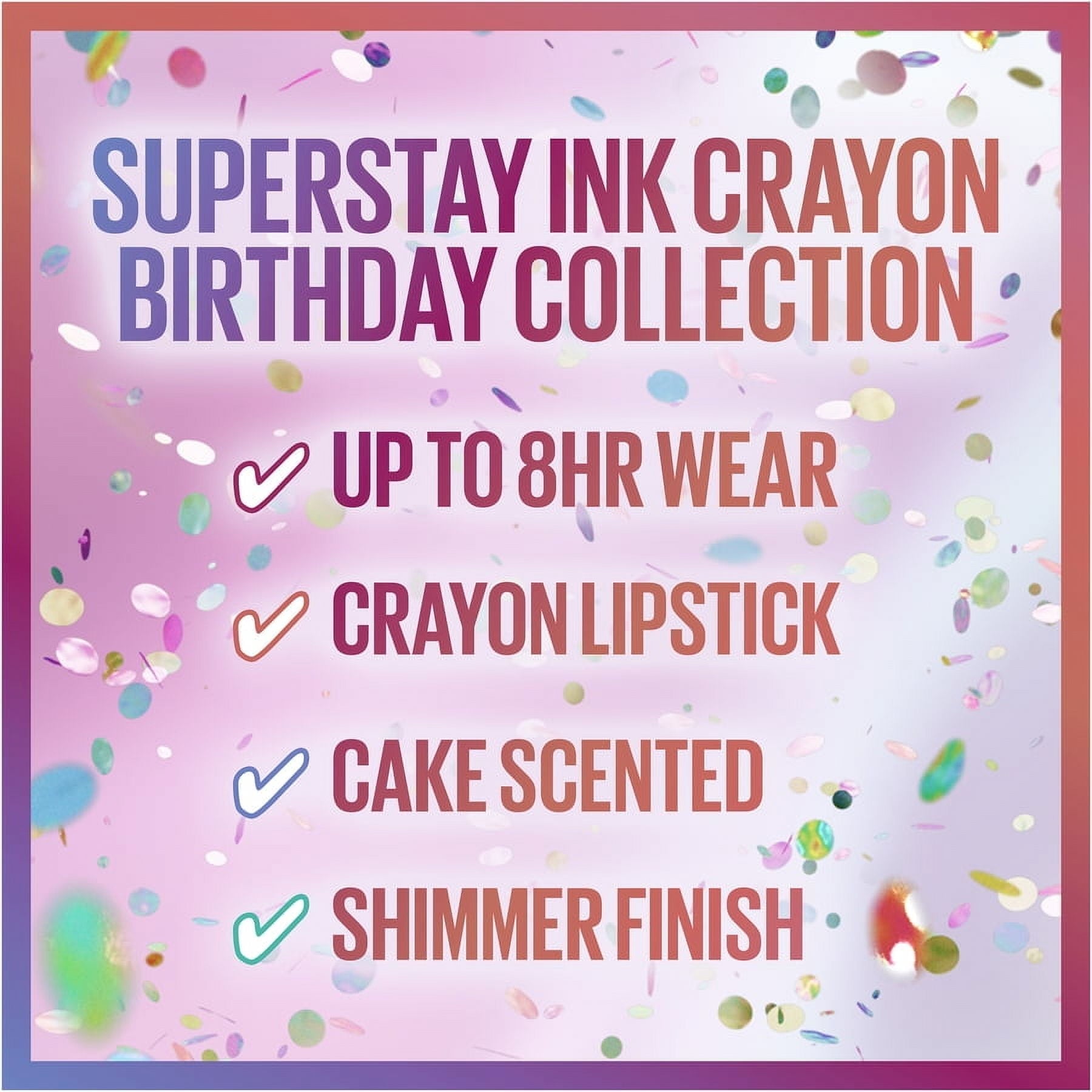 Maybelline Super Stay Ink Crayon Lipstick, Matte Longwear Lipstick, Throw a Party, 0.04 oz.