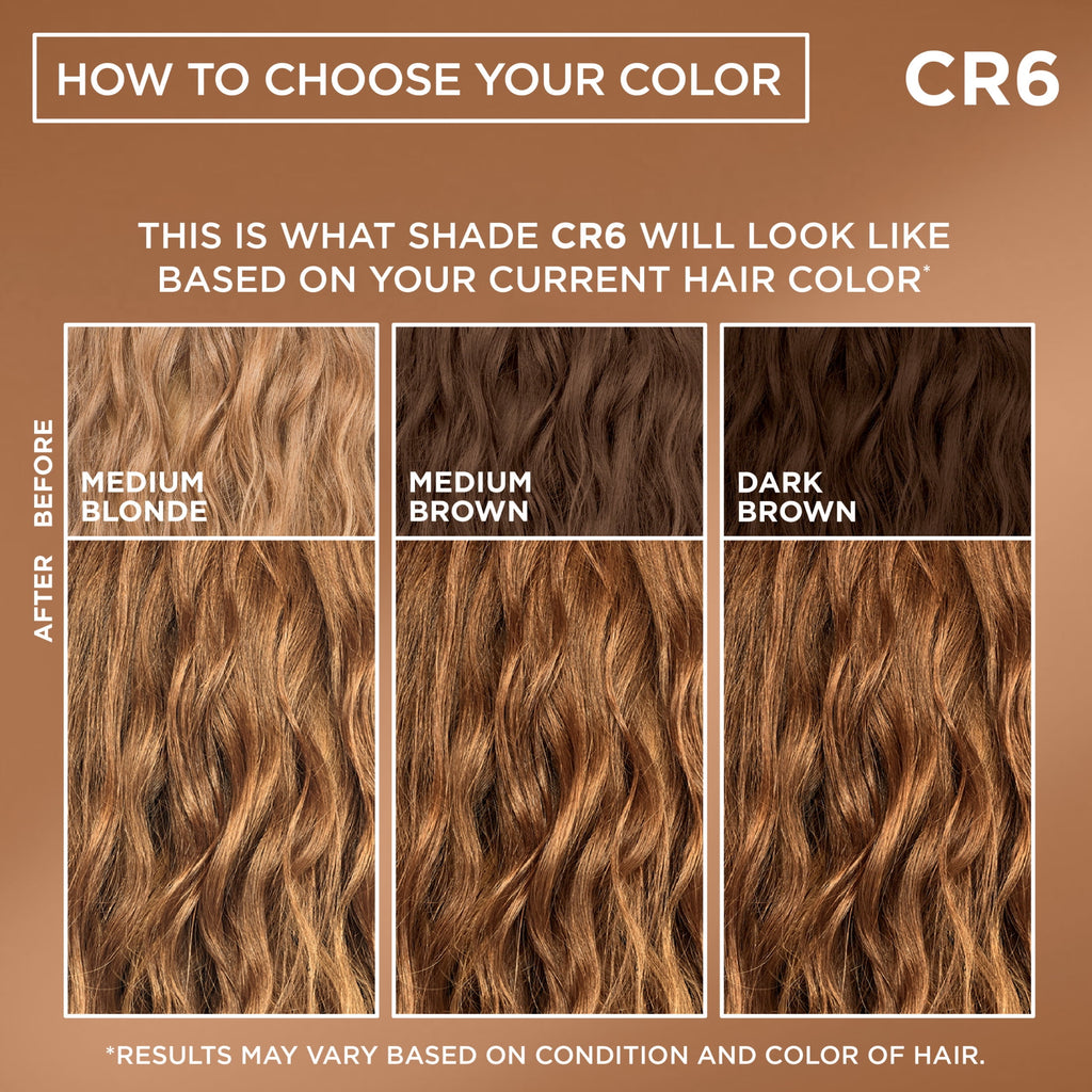 Garnier Nutrisse 0% Ammonia Glossy Curl Nourishing Permanent Hair Color Kit, CR6 Glossy Golden Brown, 1 Kit