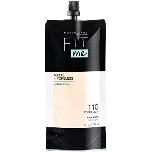 Maybelline Fit Me Matte + Poreless Normal to Oily Liquid Foundation with Clay, 110 Porcelain