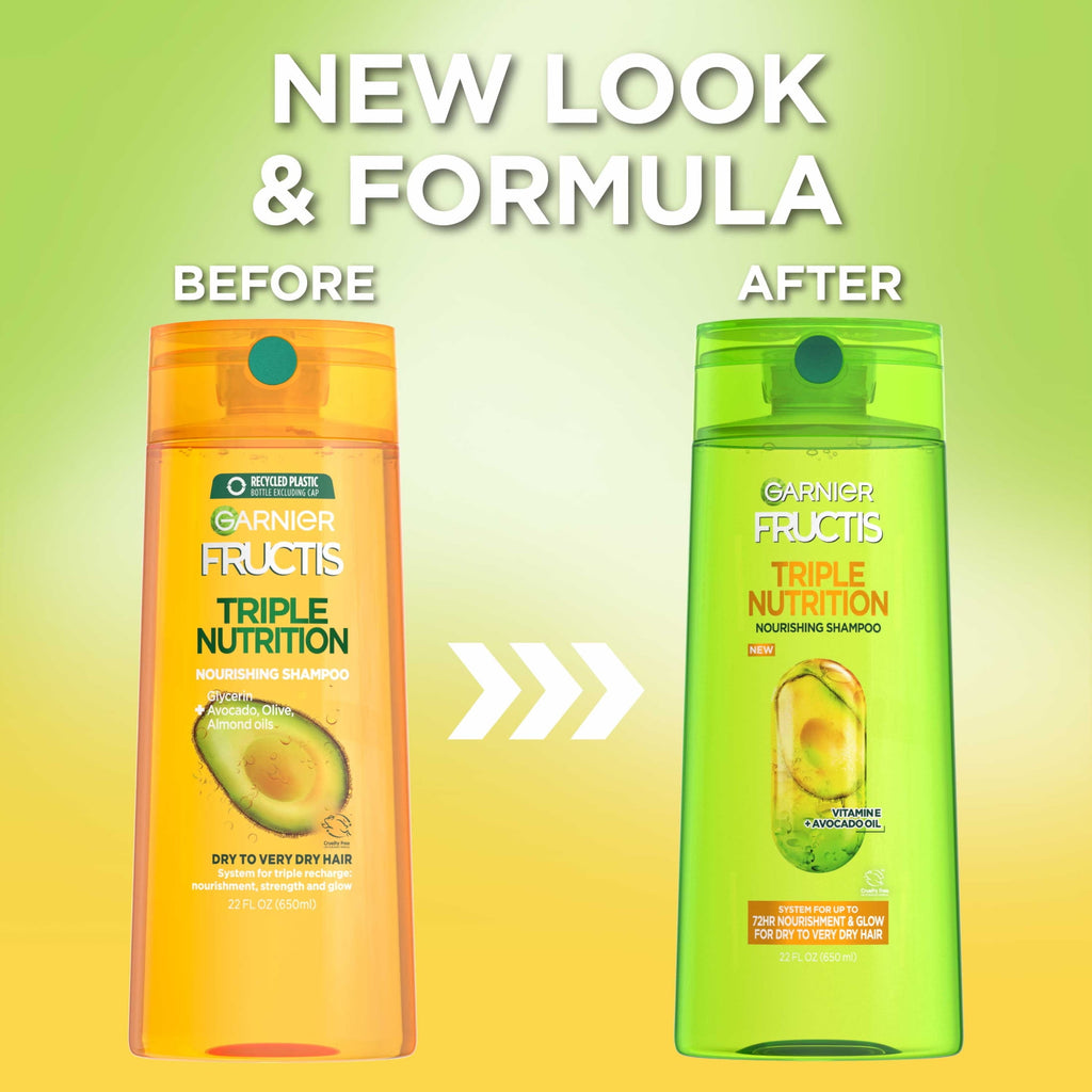 Garnier Fructis Adult Dry Triple Nutrition Nourishing Shampoo with Glycerin, 22 fl oz