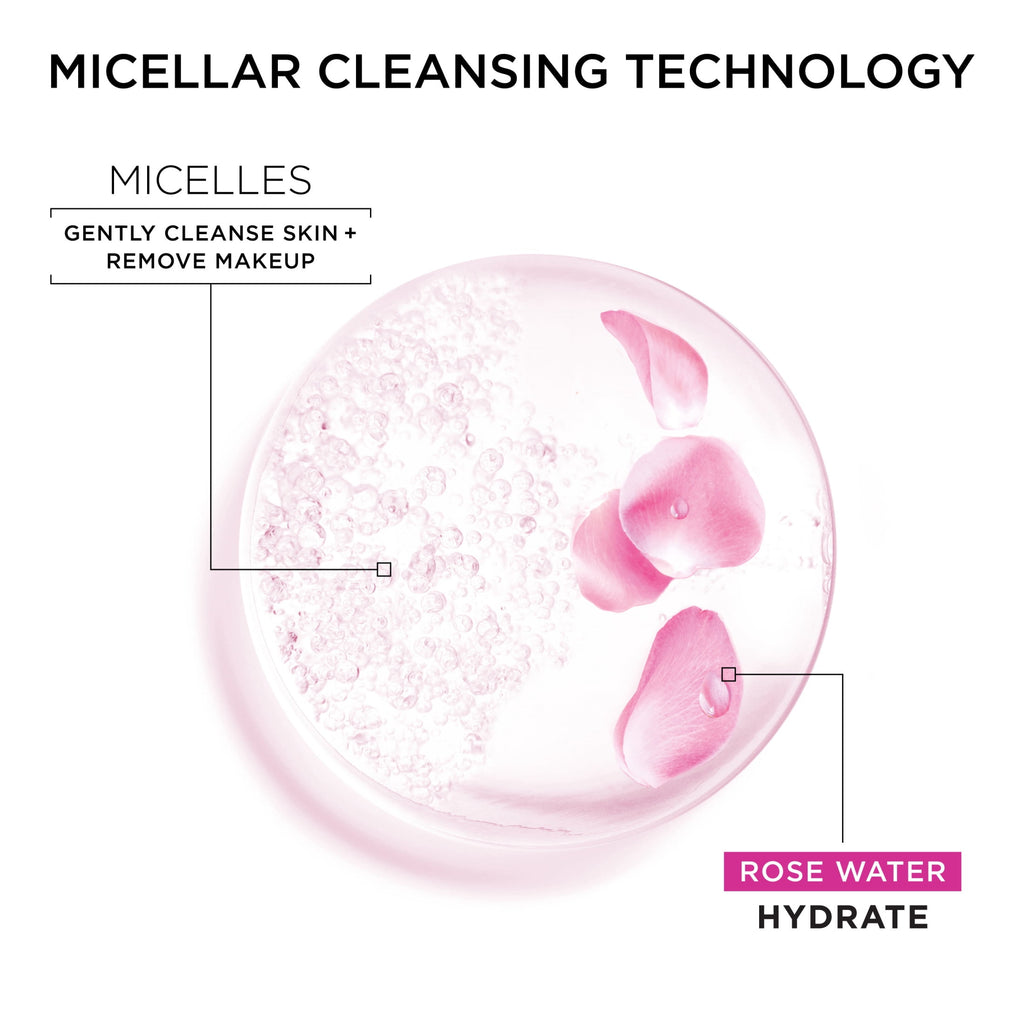 Garnier SkinActive Micellar Cleansing Water All in 1 Hydrating Rose Water Makeup Remover, Face Cleanser, 23.7 fl oz