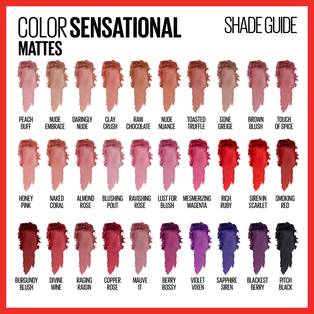 Maybelline New York Color Sensational Inti-Matte Nudes Lipstick, Brown Blush, 0.15 Oz