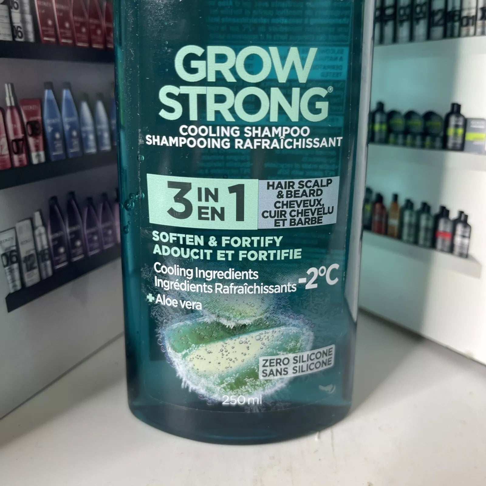 Garnier Fructis Grow Strong Cooling Shampoo 3 in 1 with Cooling Ingredients & Aloe Vera & Zero Silicone and active fruit protein (Pack of 3)
