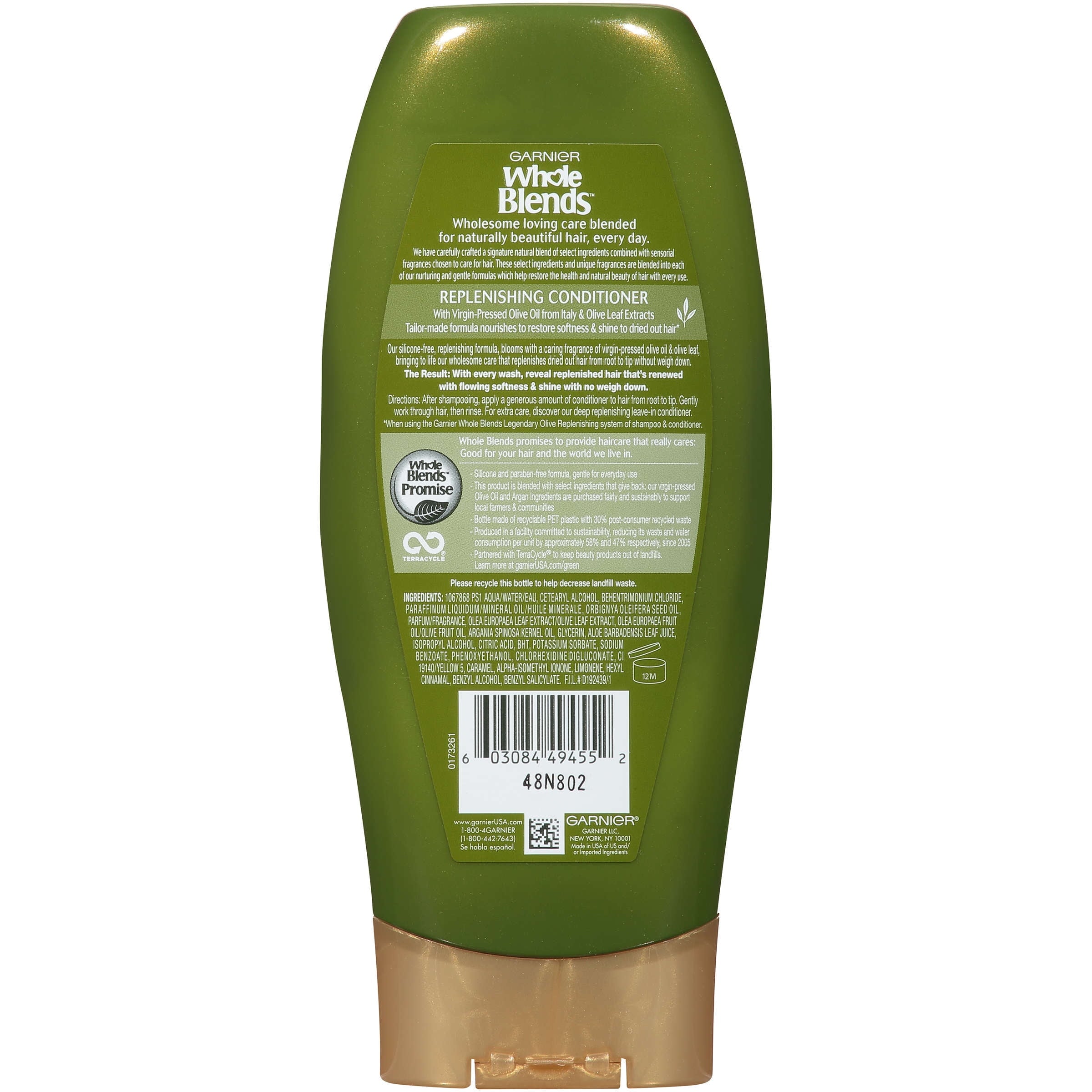 Garnier Whole Blends Replenishing Color Protection Shine Enhancing Daily Conditioner, 12.5 fl oz