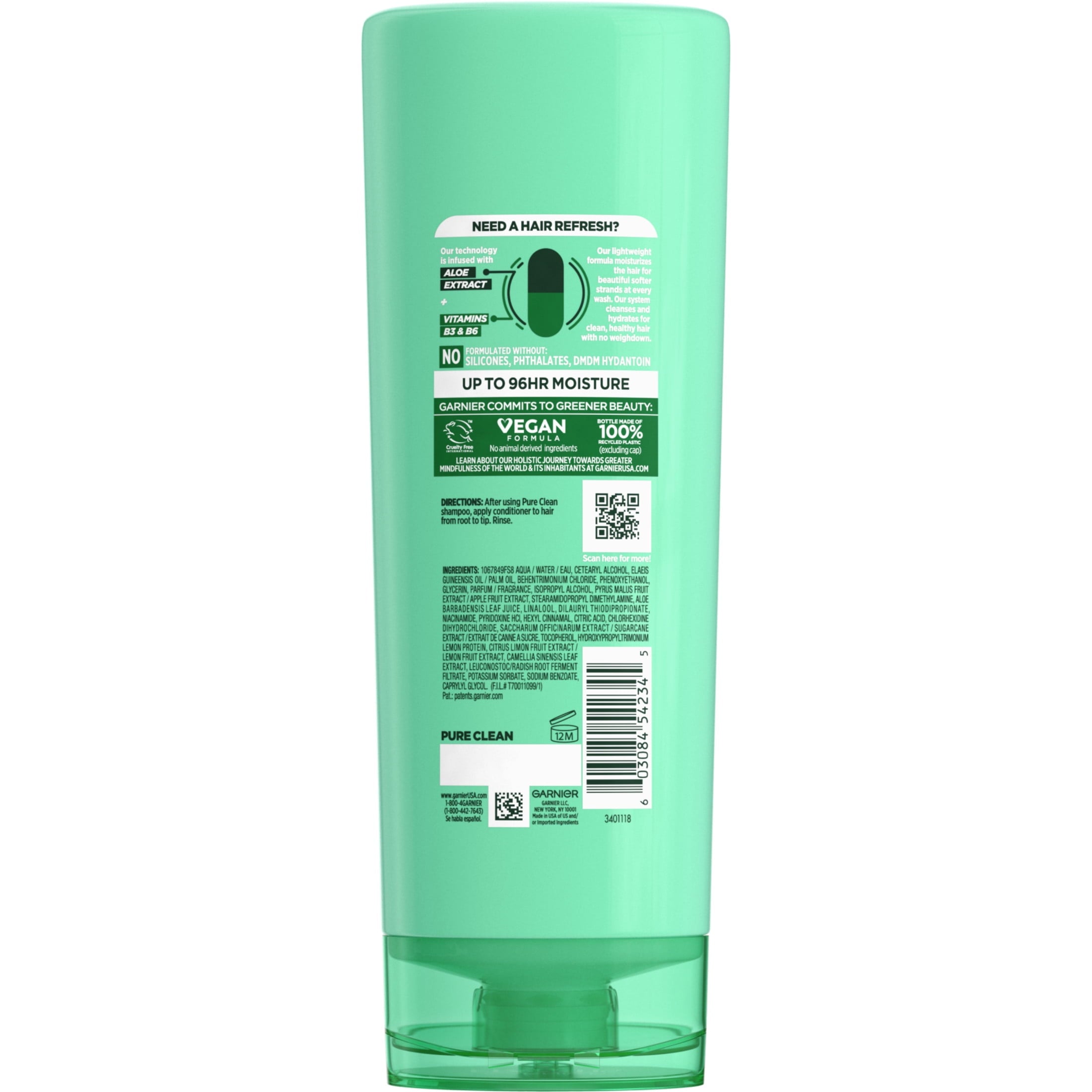 Garnier Fructis Pure Clean Hydrating Strengthening Conditioner, 12 fl oz
