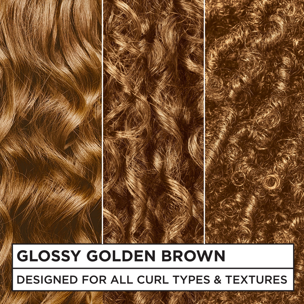 Garnier Nutrisse 0% Ammonia Glossy Curl Nourishing Permanent Hair Color Kit, CR6 Glossy Golden Brown, 1 Kit
