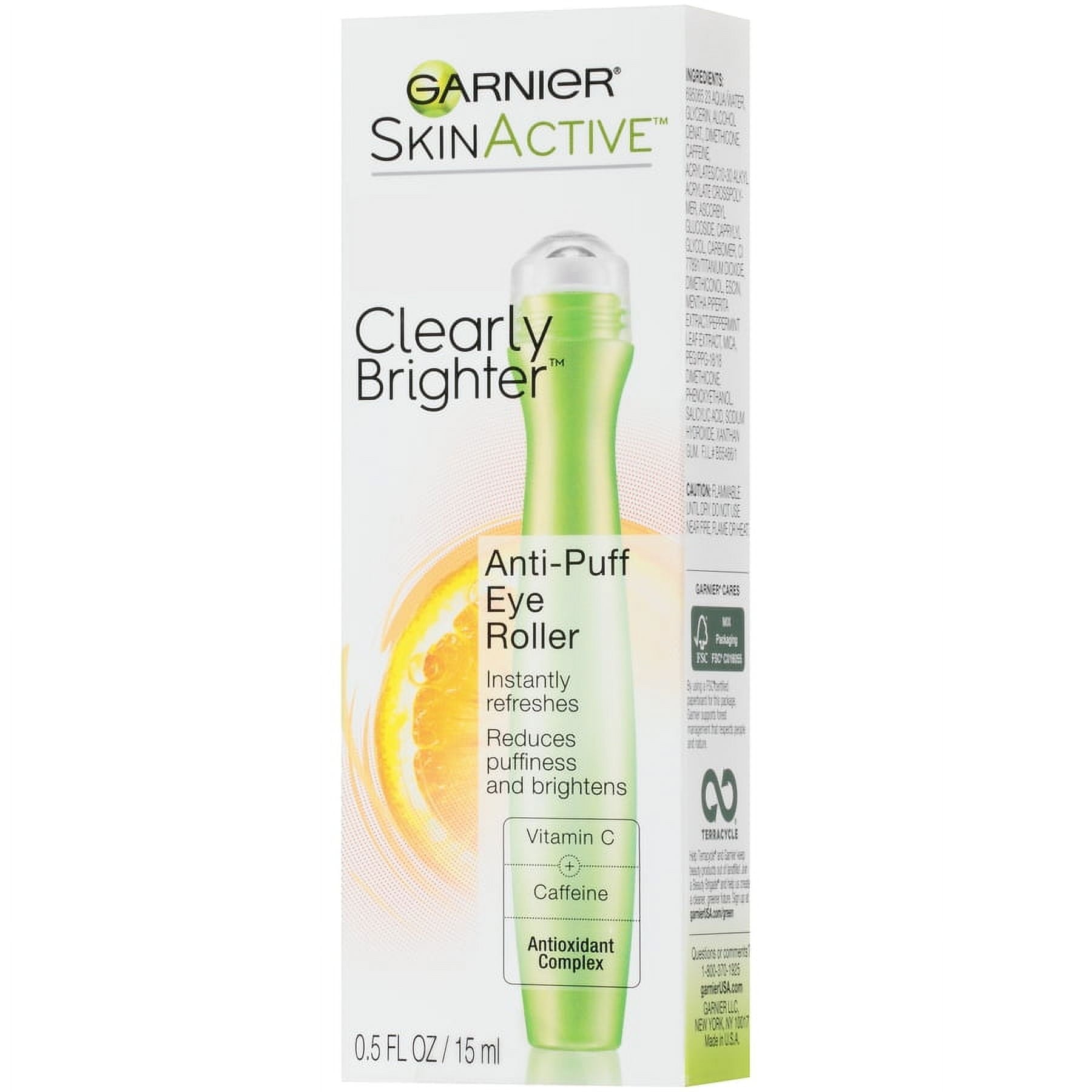 Garnier SkinActive Clearly Brighter Anti Puff Eye Roller, 0.5 fl oz