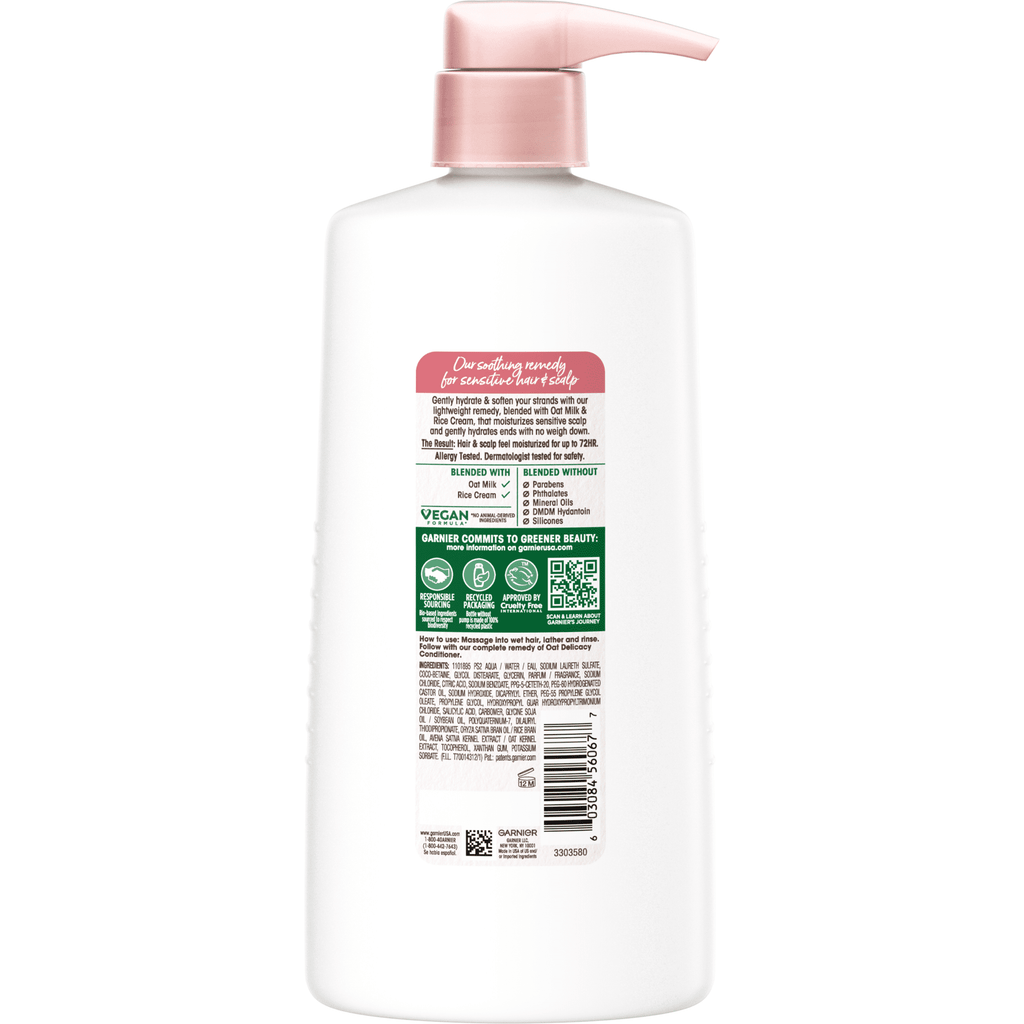 Garnier Whole Blends Gentle Moisturizing Shampoo, Oat Milk, Rice Cream Extract, Dry Hair 28 fl oz