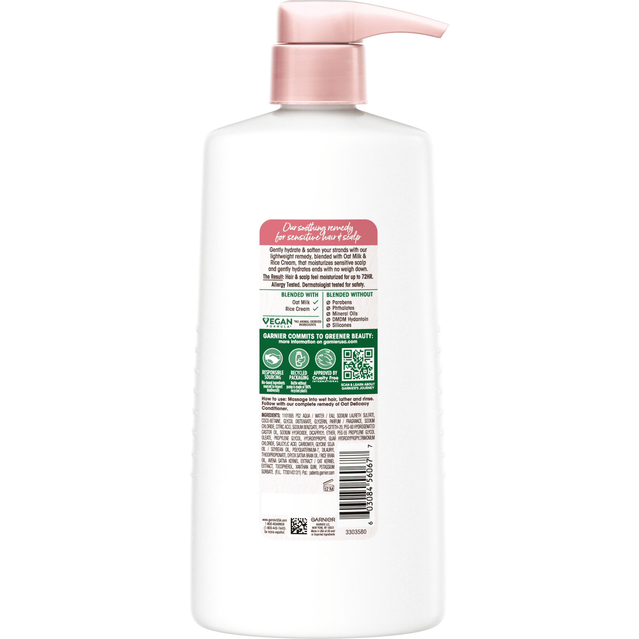 Garnier Whole Blends Gentle Moisturizing Shampoo, Oat Milk, Rice Cream Extract, Dry Hair 28 fl oz