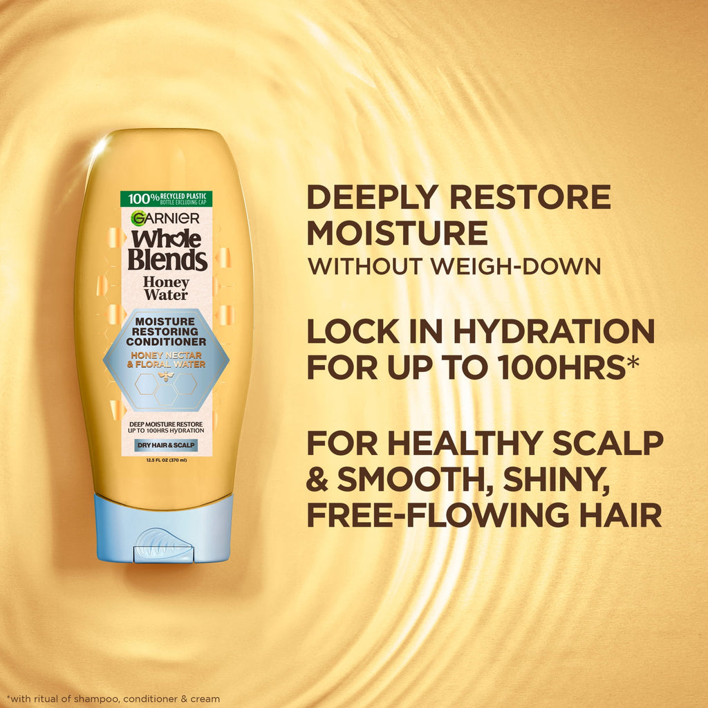 Garnier Whole Blends Honey Water Moisture Restoring Conditioner, Dry Hair, 28 fl oz