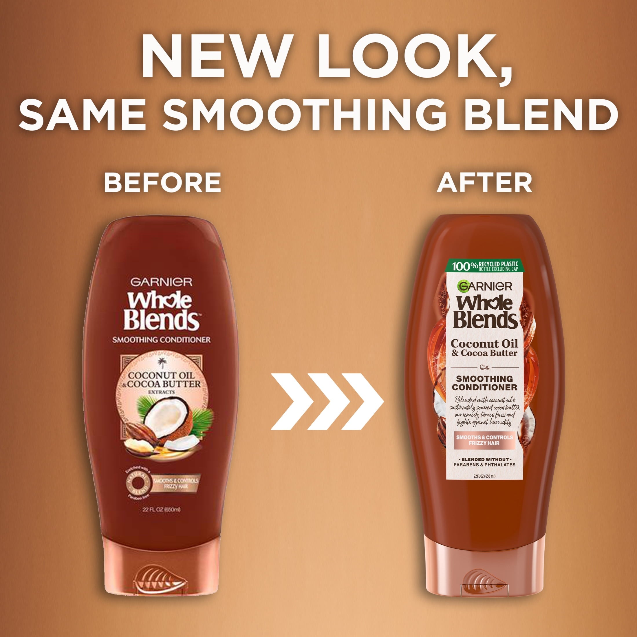 Garnier Whole Blends Frizz Control Conditioner Coconut Oil Cocoa Butter, All Hair Types, 22 fl oz