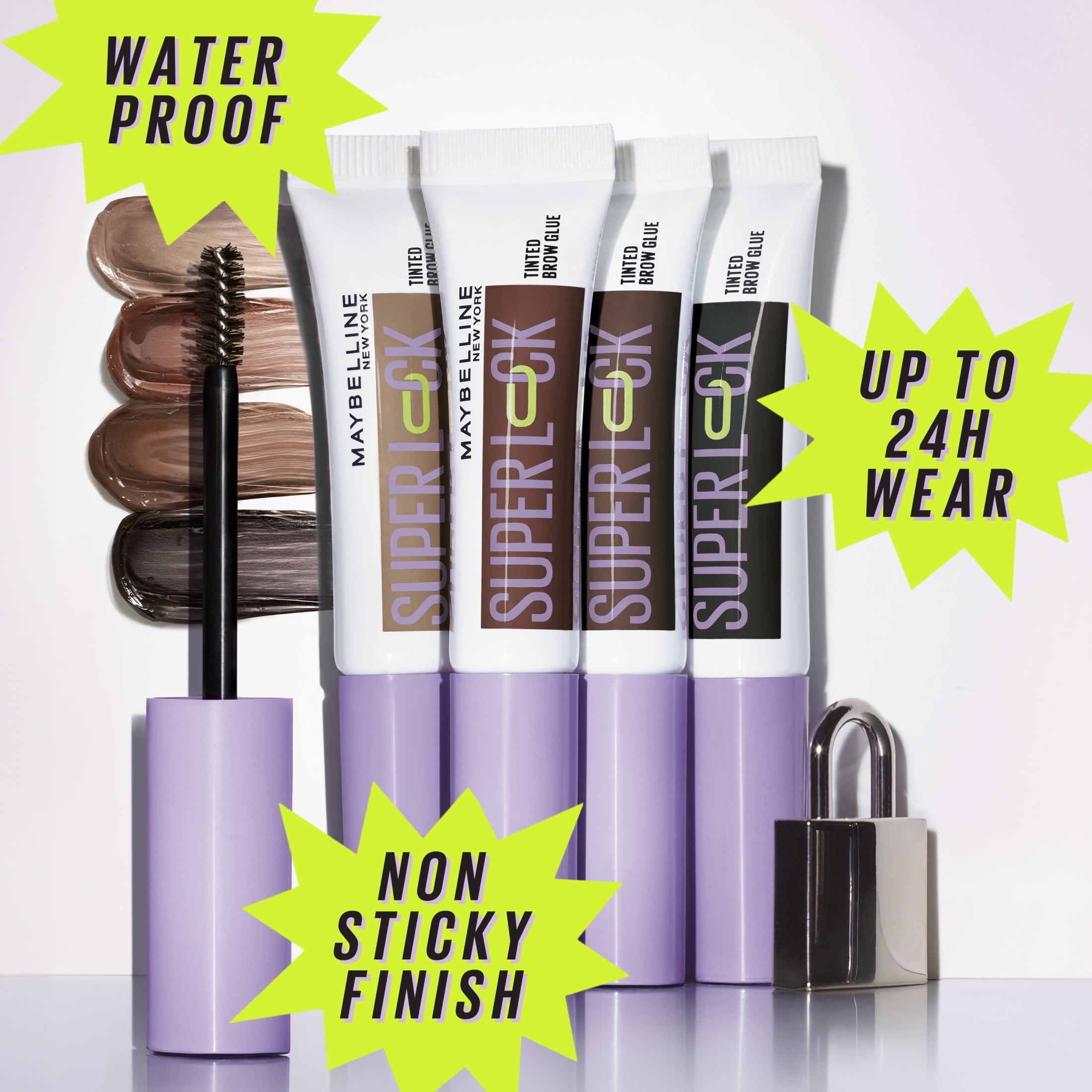 Maybelline Super Lock Brow Glue Tinted Waterproof Eyebrow Gel, Black, 0.23 fl oz