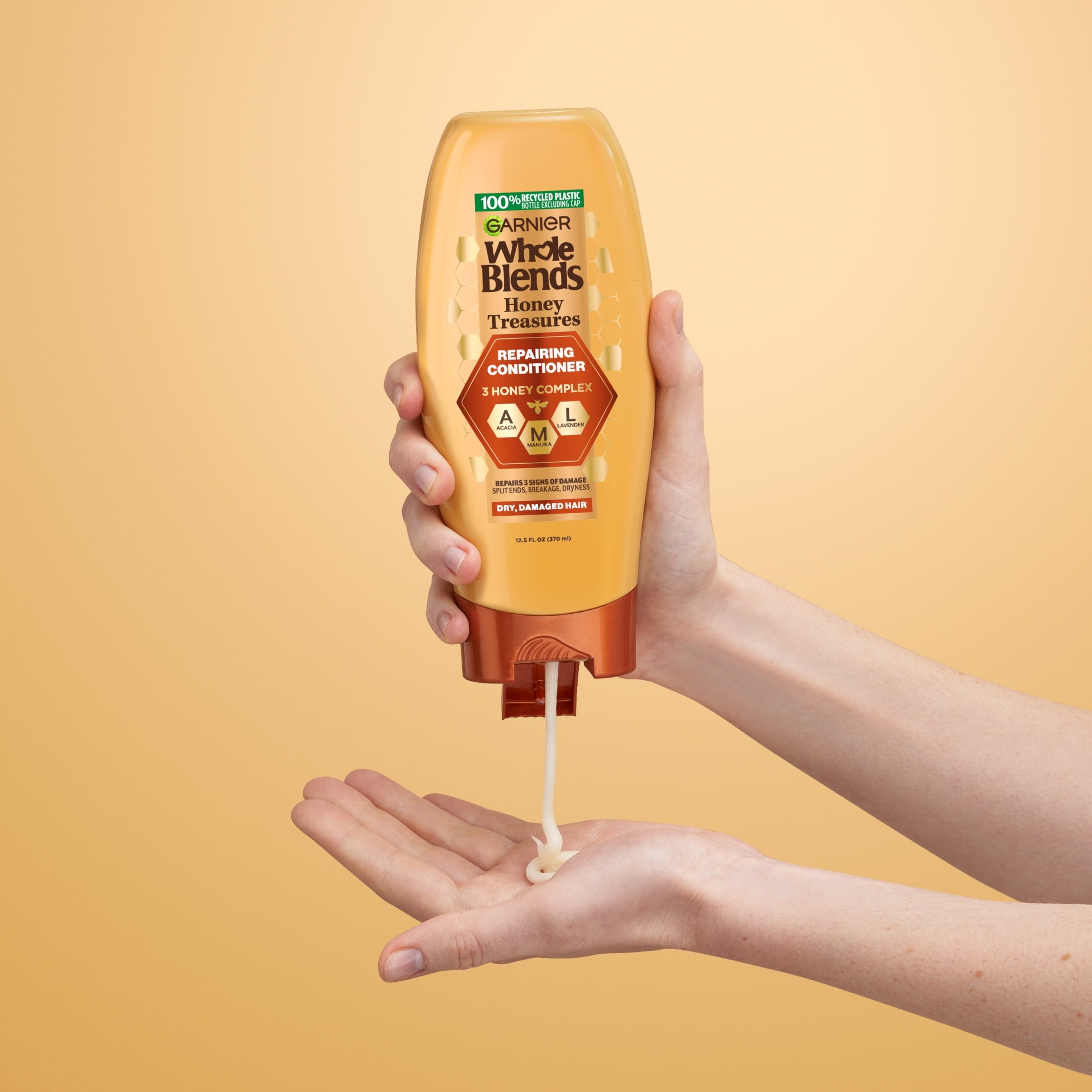Garnier Whole Blends Honey Treasures Repairing Shampoo & Conditioner, Damaged Hair, 54.6 fl oz