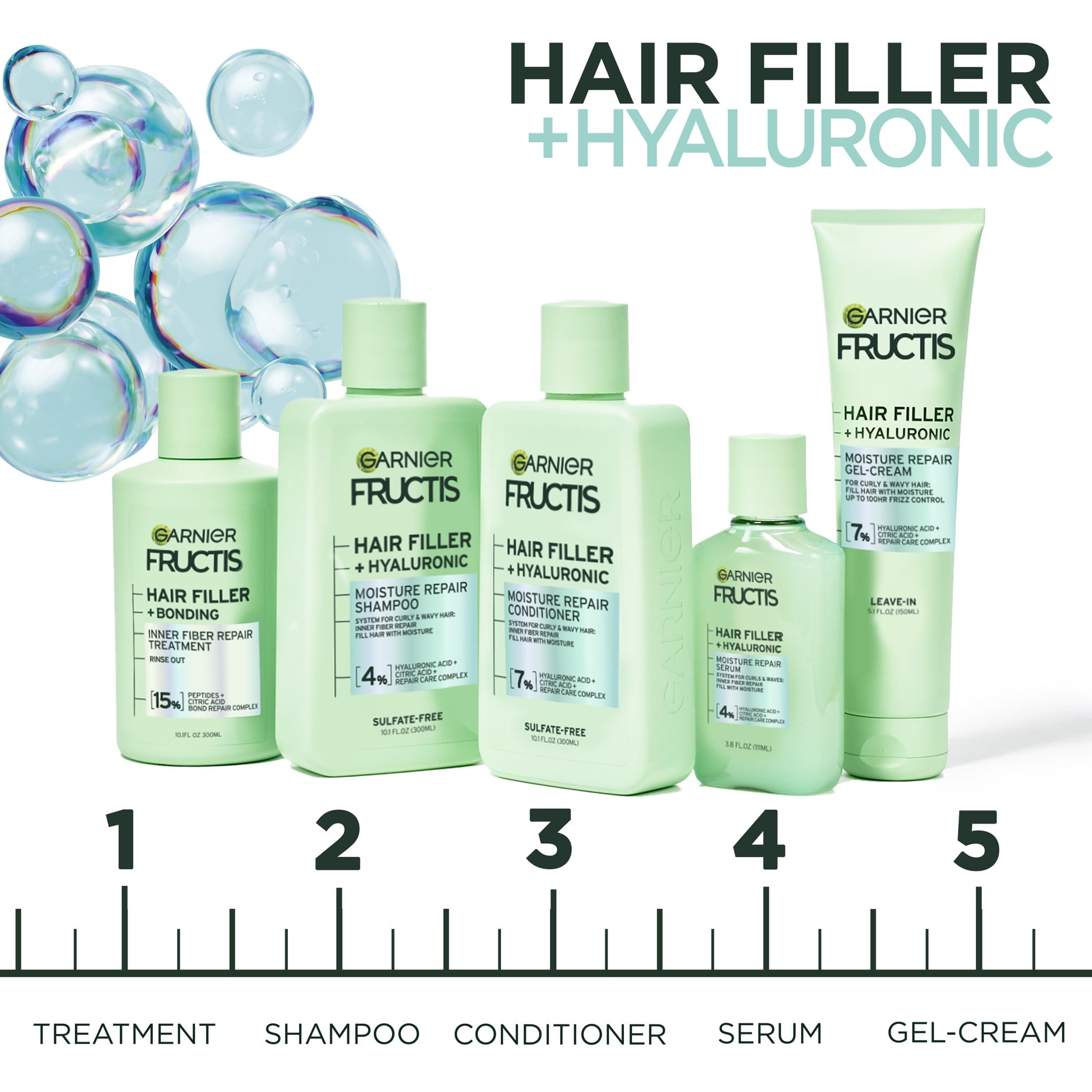 Garnier Fructis Hair Filler Moisture Repair Conditioner, Curly, Wavy Hair, 10.1 fl oz