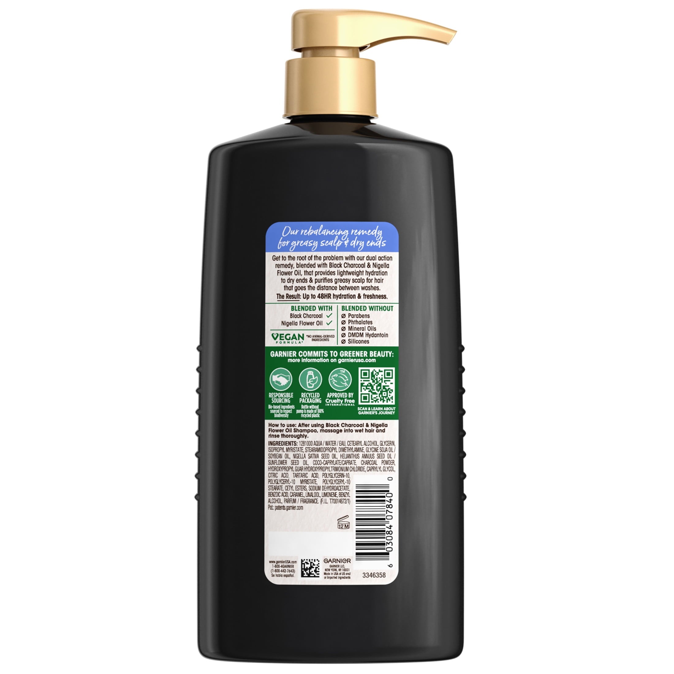 Garnier Whole Blends Black Charcoal and Nigella Flower Oil Conditioner, 26.6 fl oz