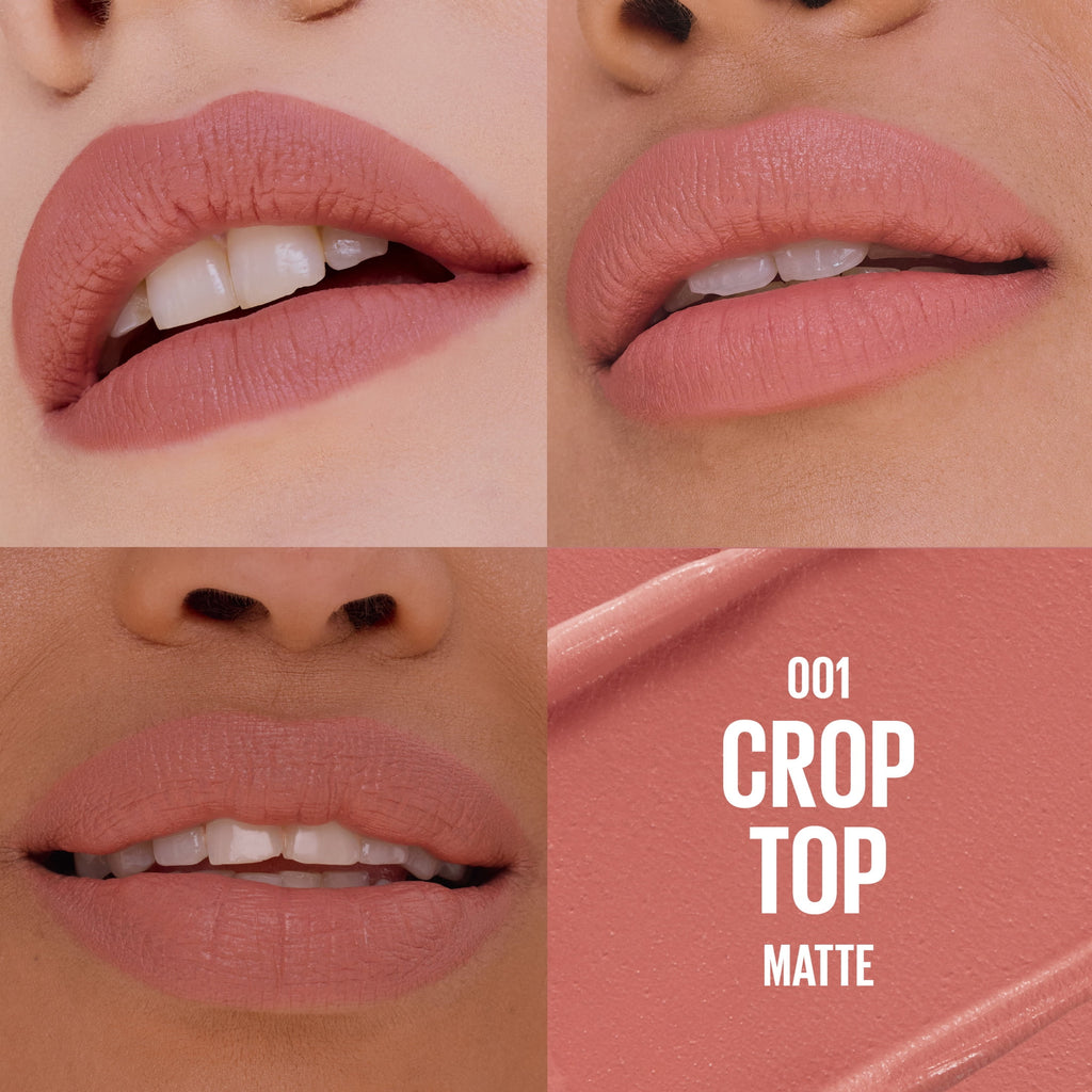 Maybelline Serum Lipstick, Matte Finish, Oil-Blend and Hyaluronic Acid, 001 Crop Top, 0.12 oz