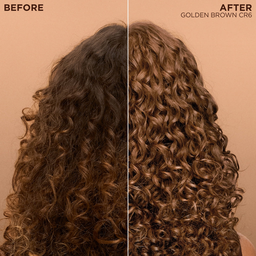 Garnier Nutrisse 0% Ammonia Glossy Curl Nourishing Permanent Hair Color Kit, CR6 Glossy Golden Brown, 1 Kit