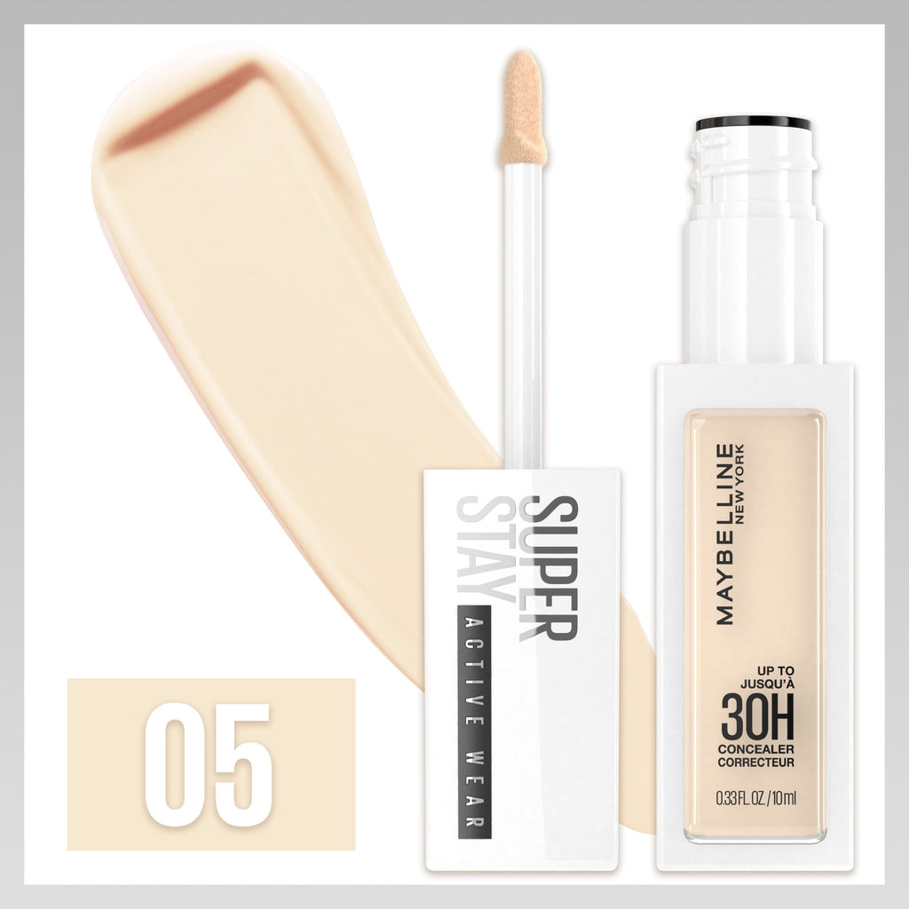 Maybelline Super Stay Active Wear Liquid Concealer, Full Coverage, Up to 30HR Wear, 05, 0.33 fl oz