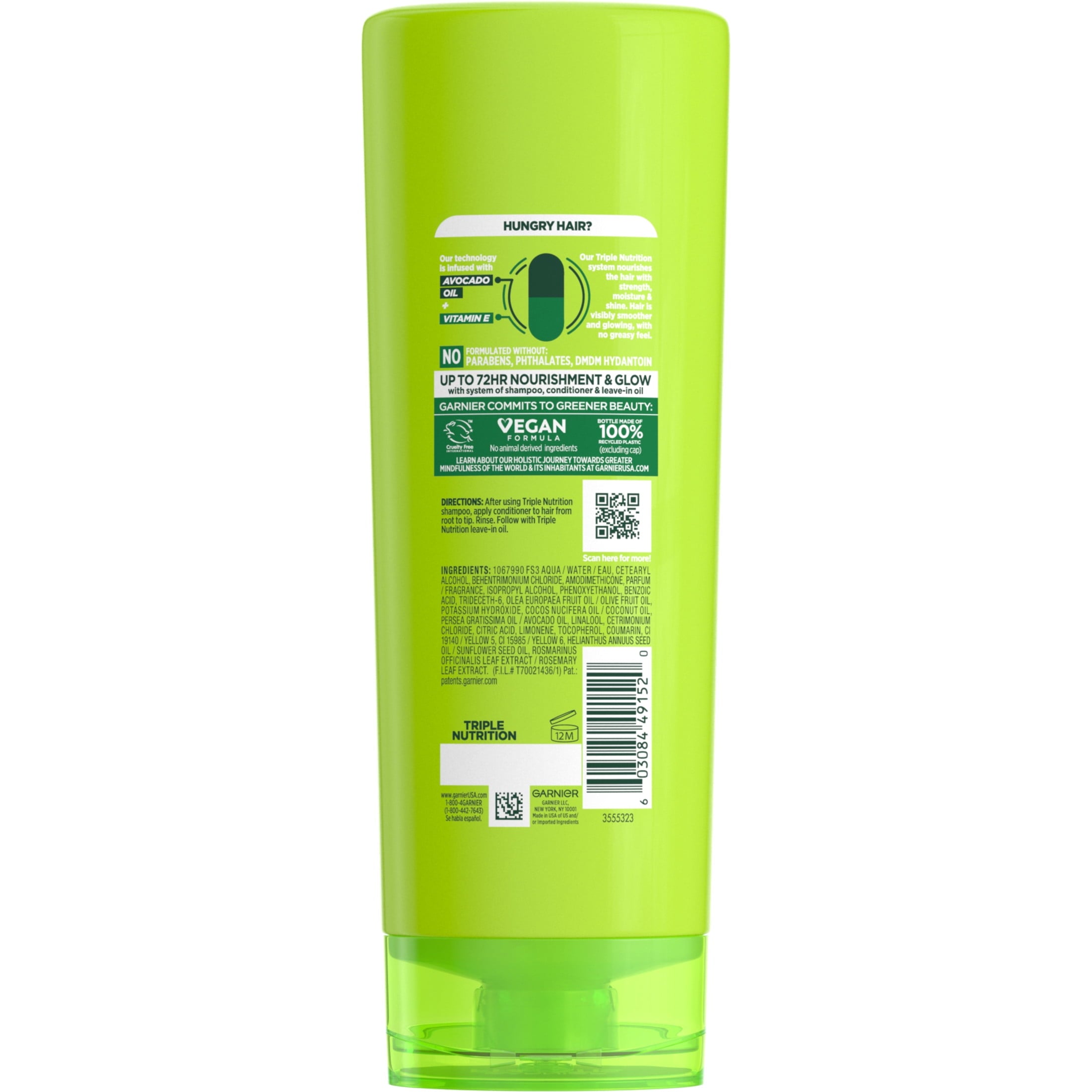 (3 pack) Garnier Fructis Triple Nutrition Conditioner, Dry to Very Dry Hair, 12 fl oz