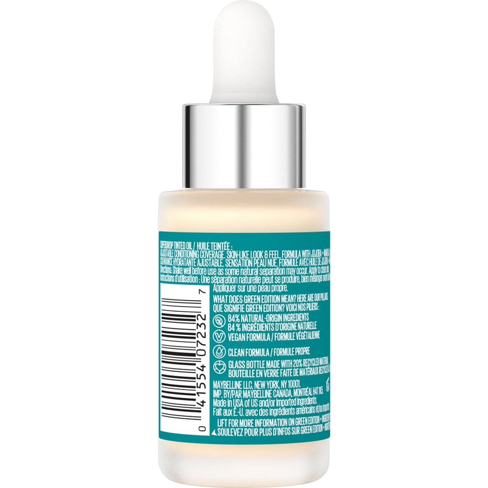 Maybelline Green Edition Superdrop Tinted Oil Makeup, Adjustable Coverage, 10, 0.67 fl oz