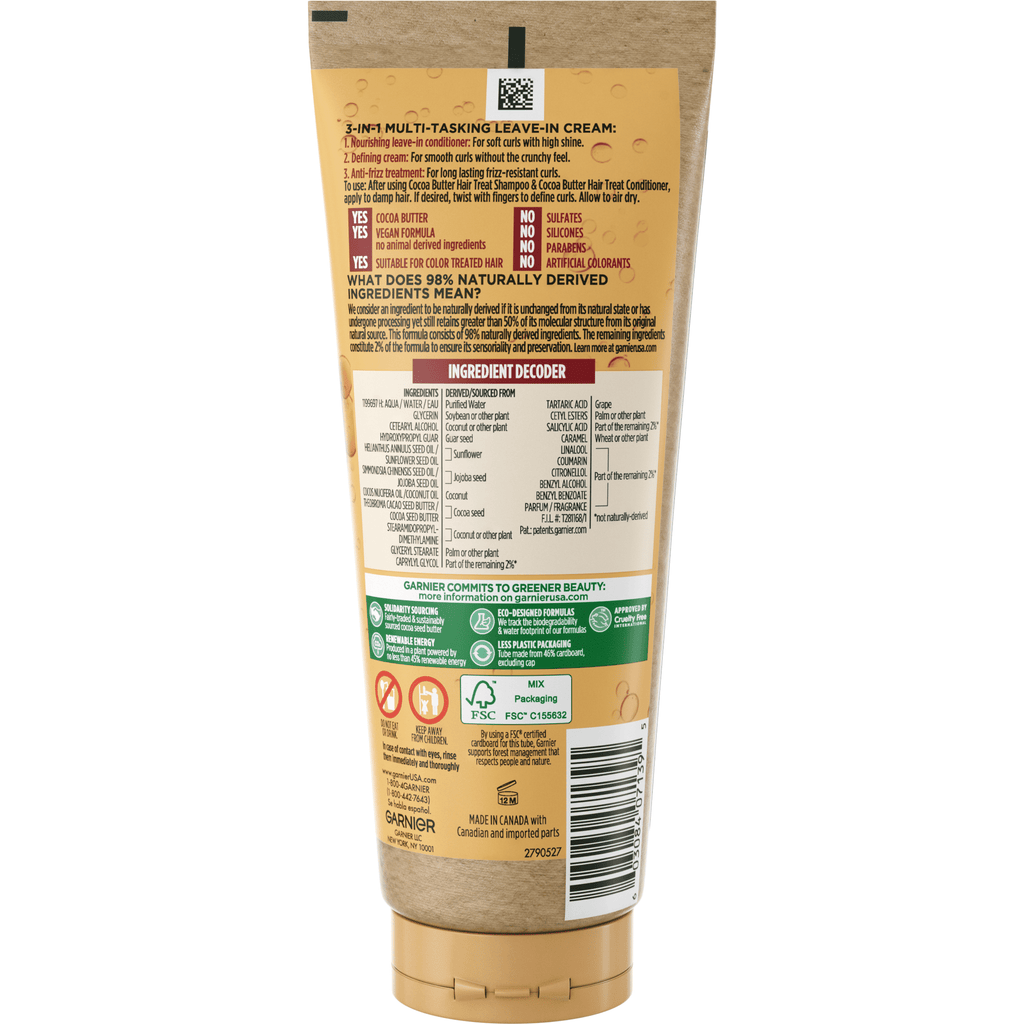 Garnier Fructis Curl Restoring Hair Treat 3 in 1 Leave in Cream, 6.7 fl oz