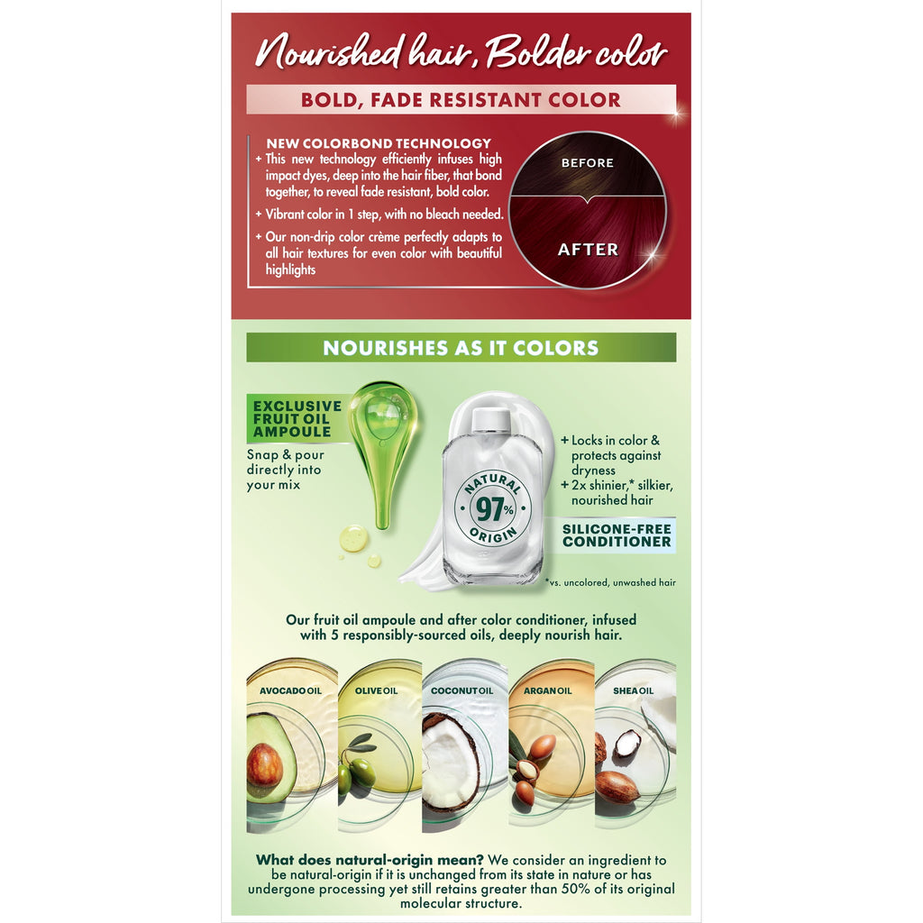 Garnier Nutrisse Ultra Nourishing Hair Color Creme, R2 Medium Intense Auburn, 1 Kit
