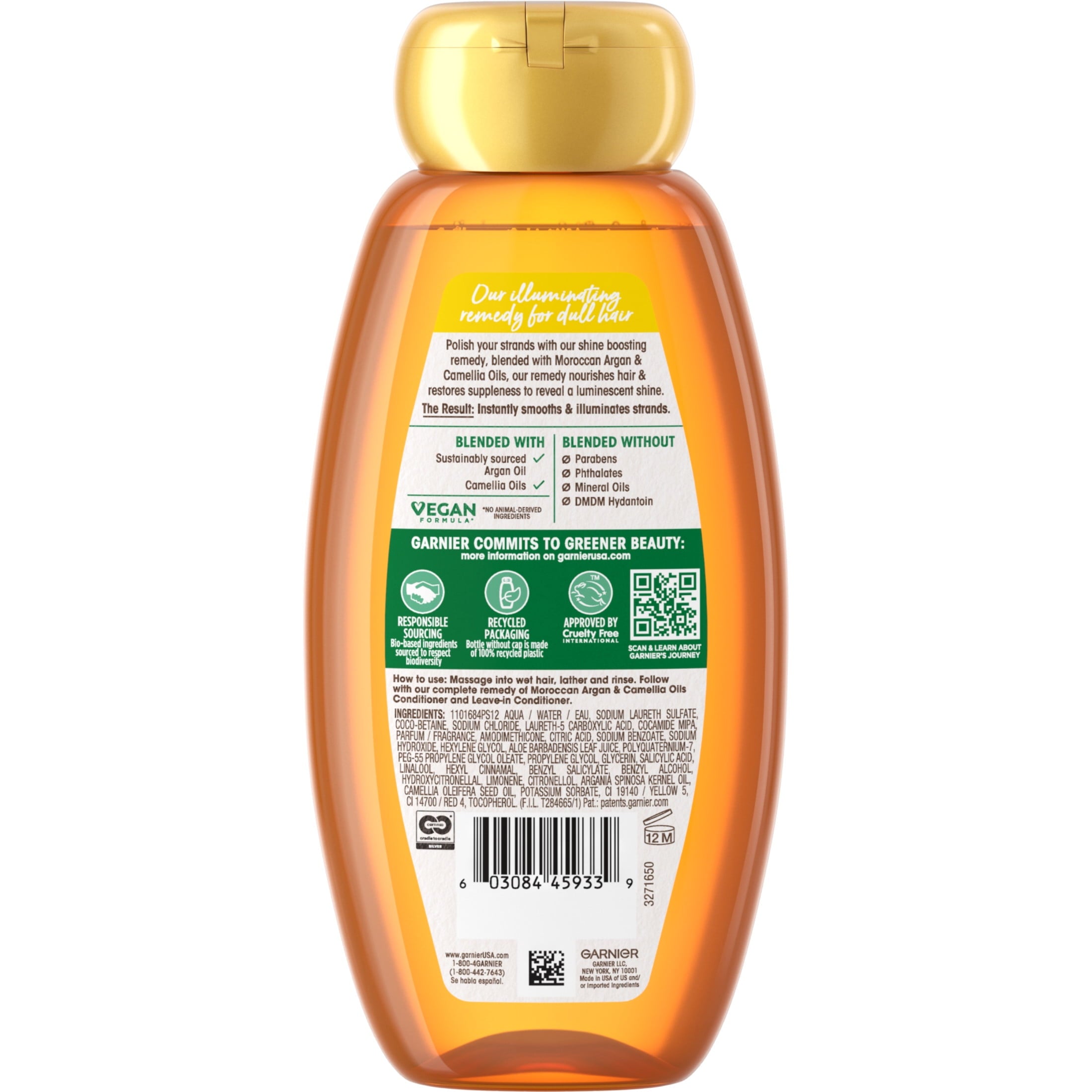 Garnier Whole Blends Shampoo with Moroccan Argan & Camellia Oils Extracts 12.5 FL OZ