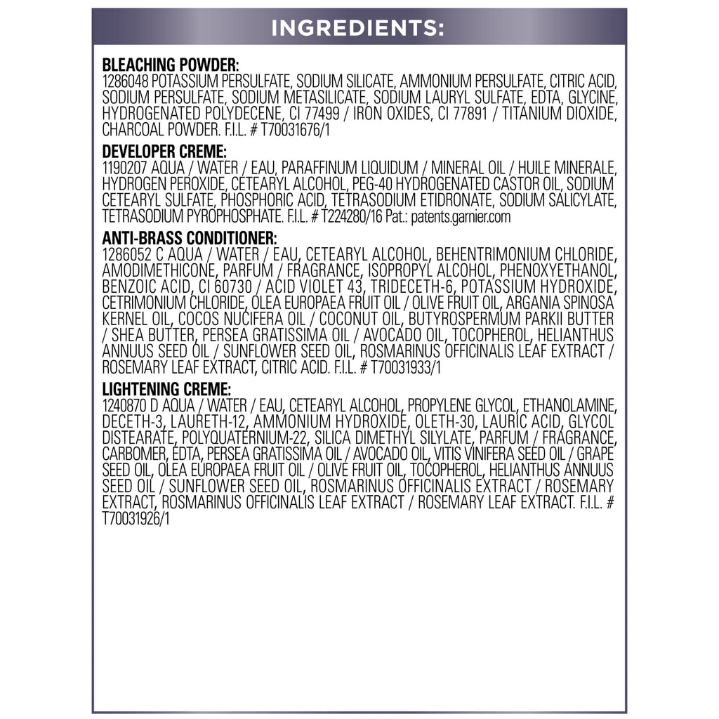 Garnier Nutrisse Ultra Charcoal Bleach Color Kit, PL3 Ultra Cool Platinum