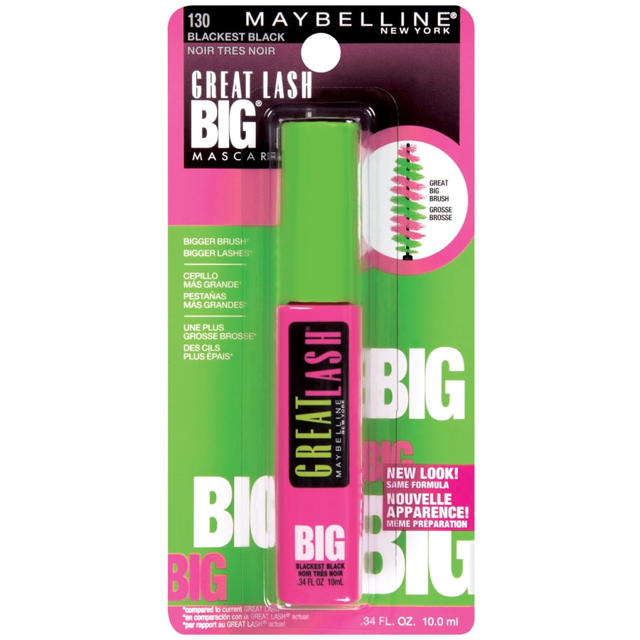 Maybelline Great Lash BIG Washable Mascara, Blackest Black