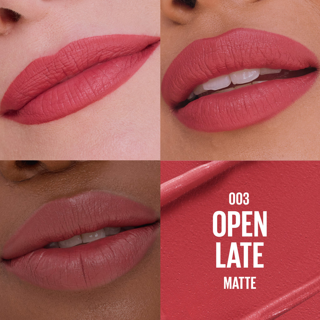Maybelline Serum Lipstick, Matte Finish, Oil-Blend and Hyaluronic Acid, 003 Open Late, 0.12 oz