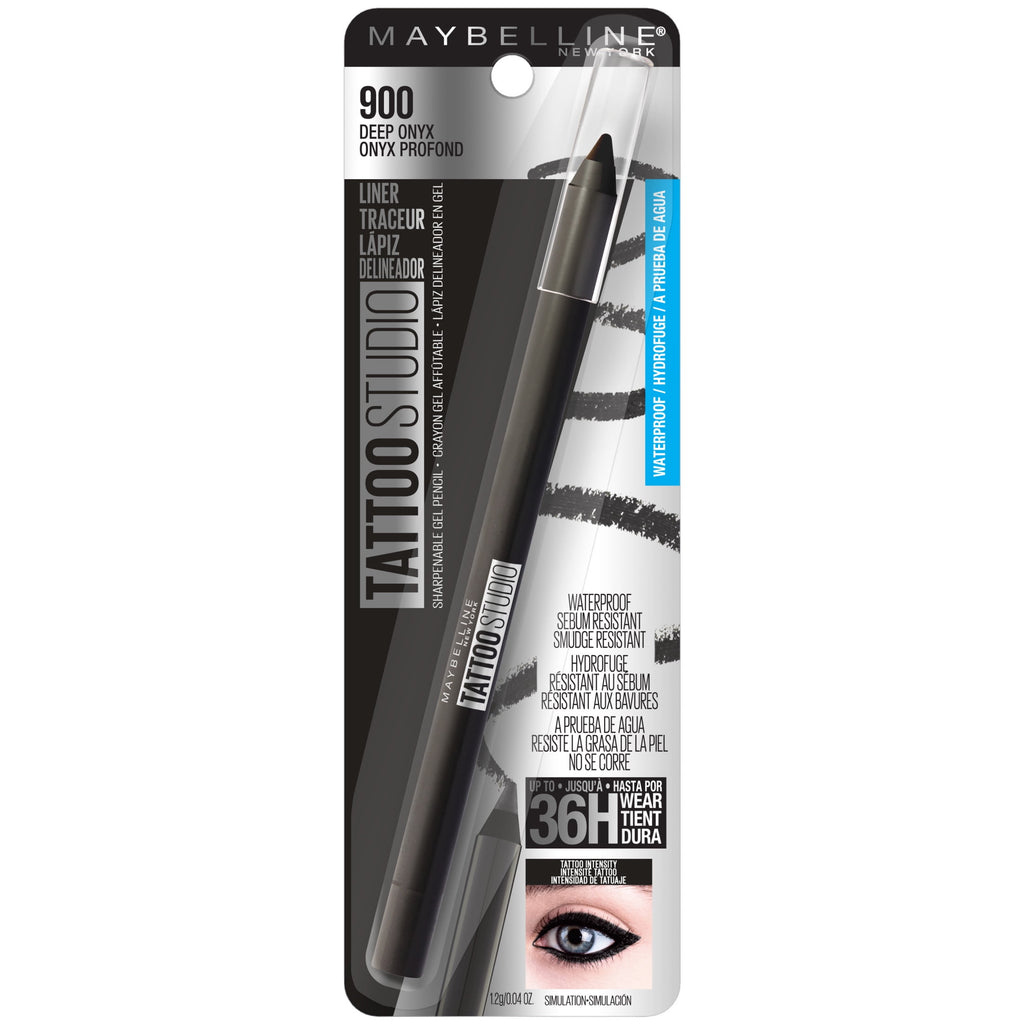 Maybelline New York TattooStudio Waterproof Gel Eyeliner Pencil, Deep Onyx