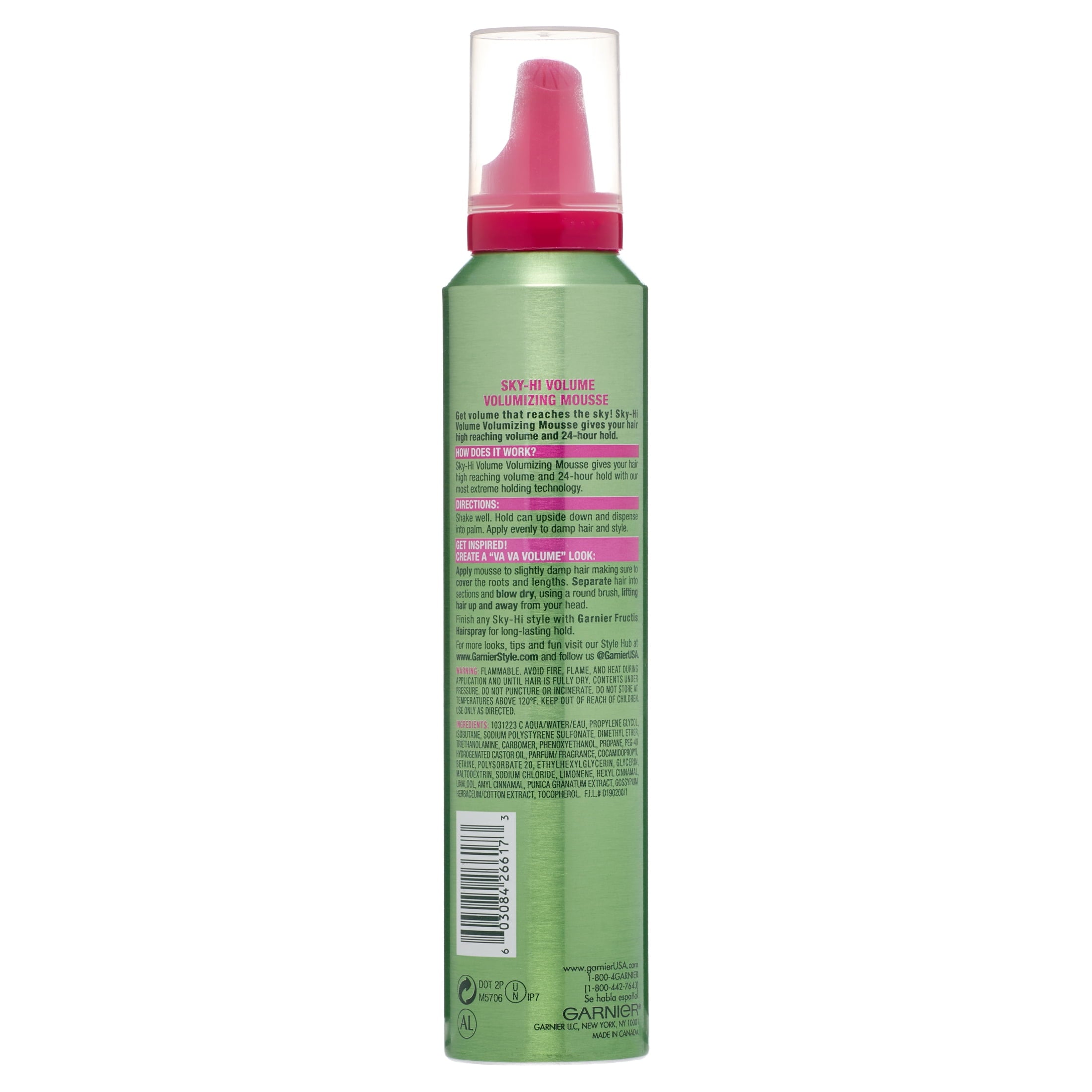 Garnier Fructis 24H Volumizing Hold Hair Styling Mousse, 6.4 fl oz