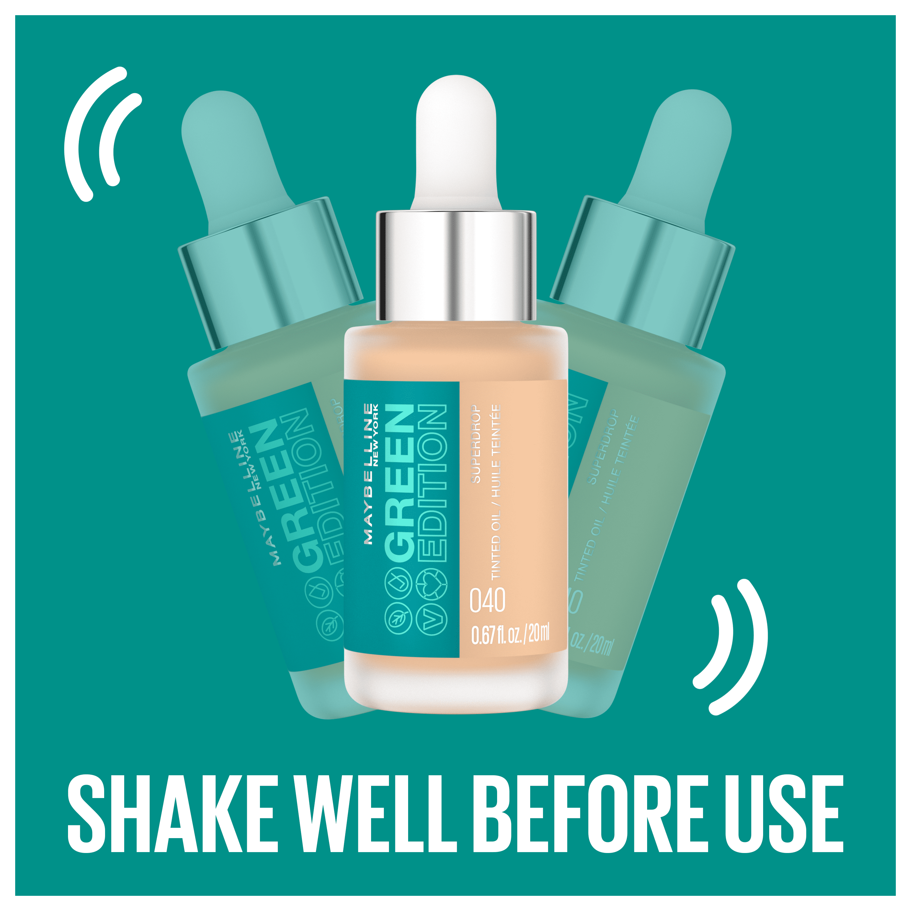 Maybelline Green Edition Superdrop Tinted Oil Makeup, Adjustable Coverage, 30, 0.67 fl oz